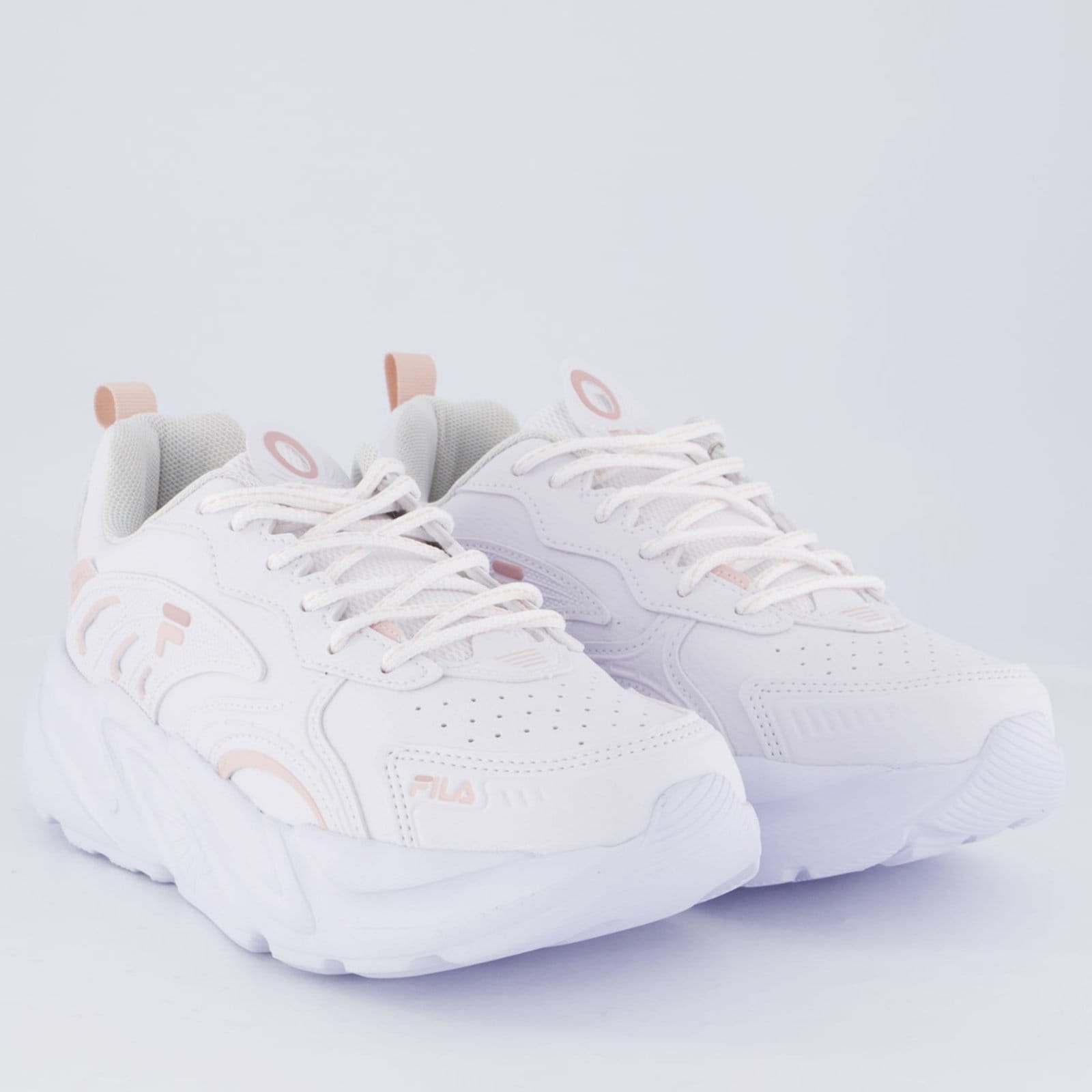 Vista 2 Tênis Fila Street Fit 2 Feminino Branco e Rose Fila branco rose