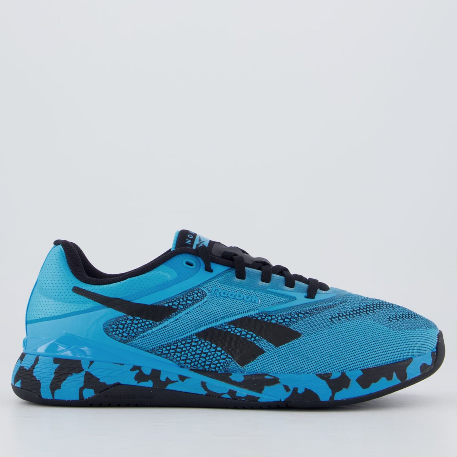 Vista principal Tênis Reebok Nano X5 e Preto Reebok azul