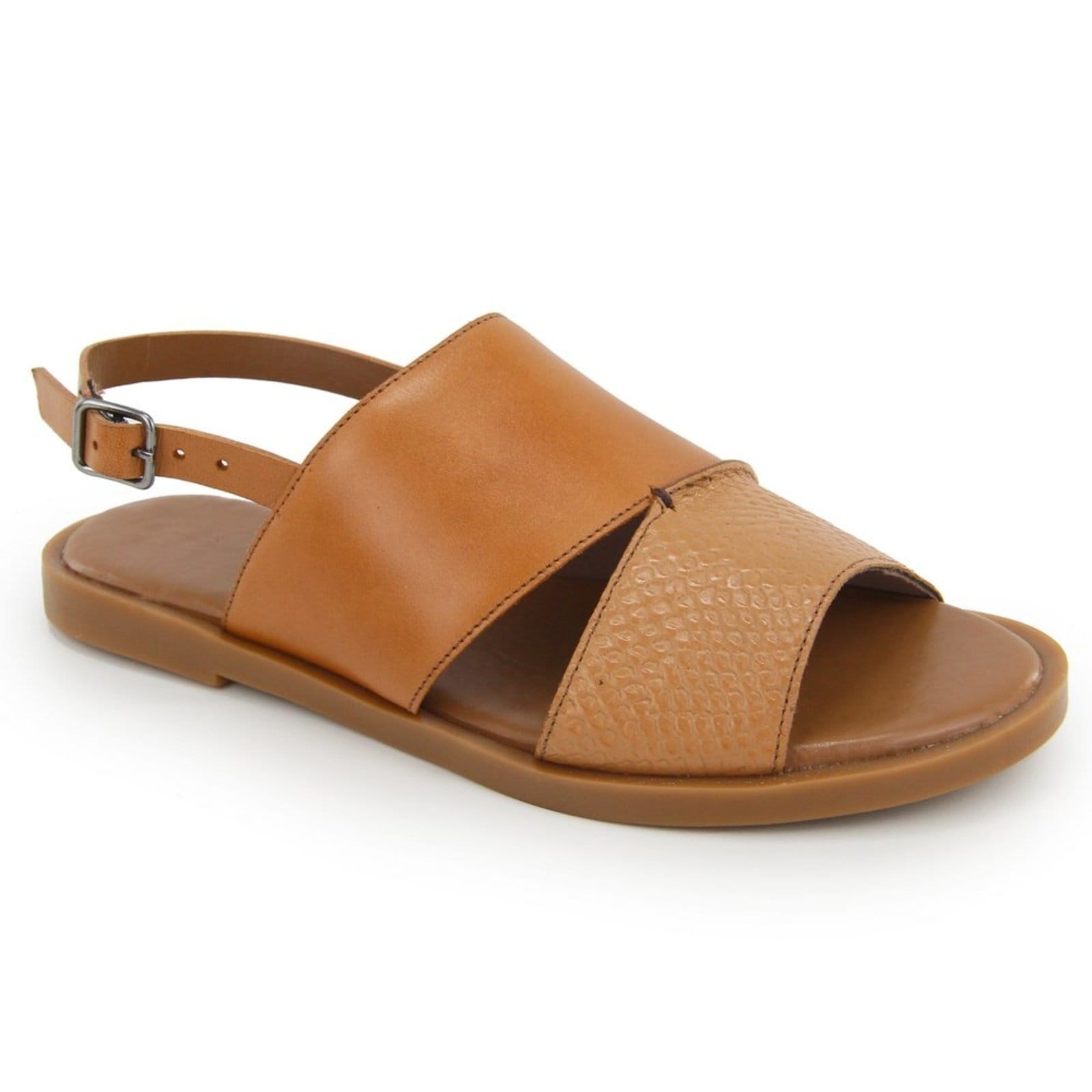 Vista 2 Rasteira em Couro Palmilha Extra Conforto Maria Paula Salvia Terra Cota MARIA PAULA caramelo