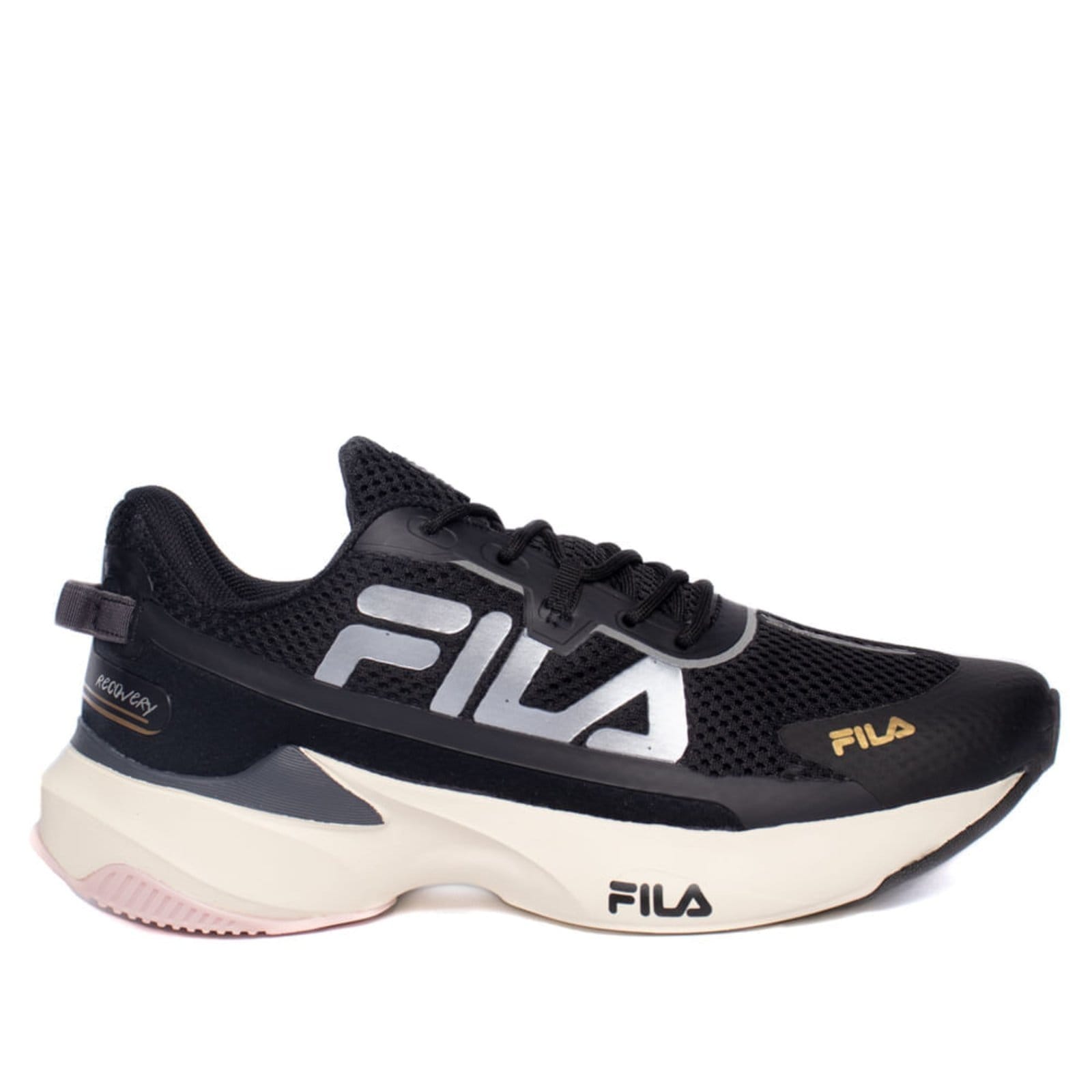 Tênis Feminino Fila Recovery Preto/Rosa Claro