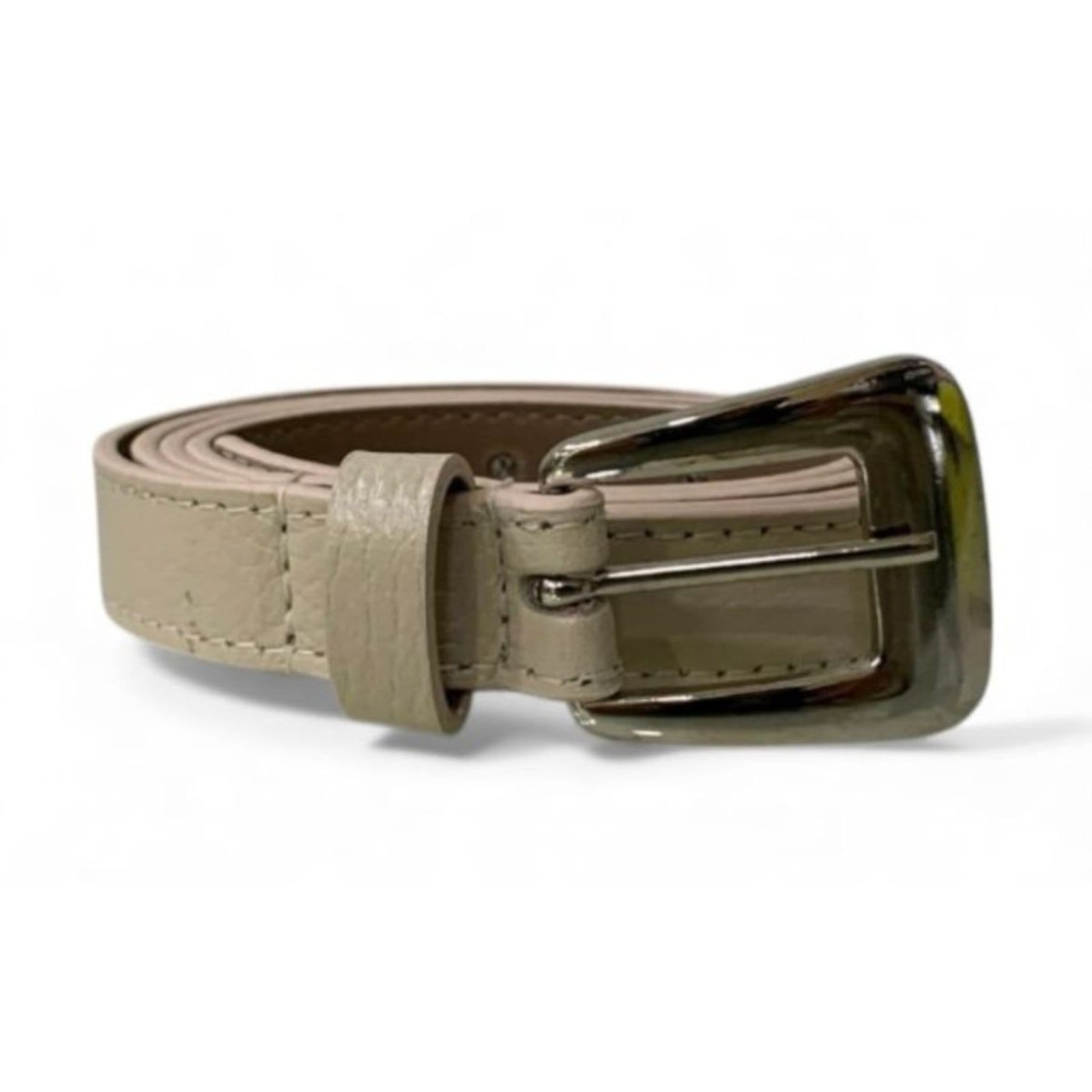 Vista principal Cinto Feminino em Couro Fivela Prata 005 Off White Mariart off-white white