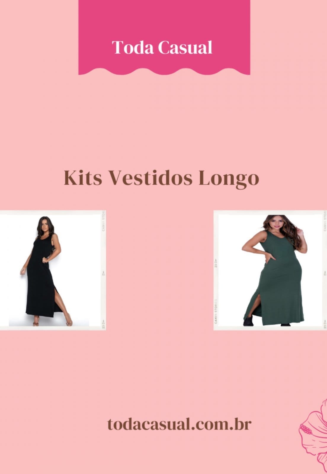 Kit 2 Peças Vestido Longo Visco