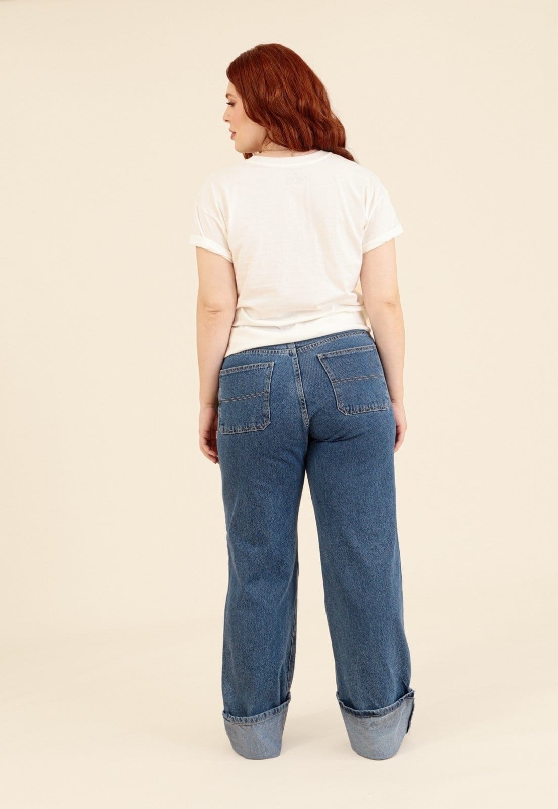 Vista 2 Calça Jeans Pop MeWide Leg Barra Virada Pop Me azul