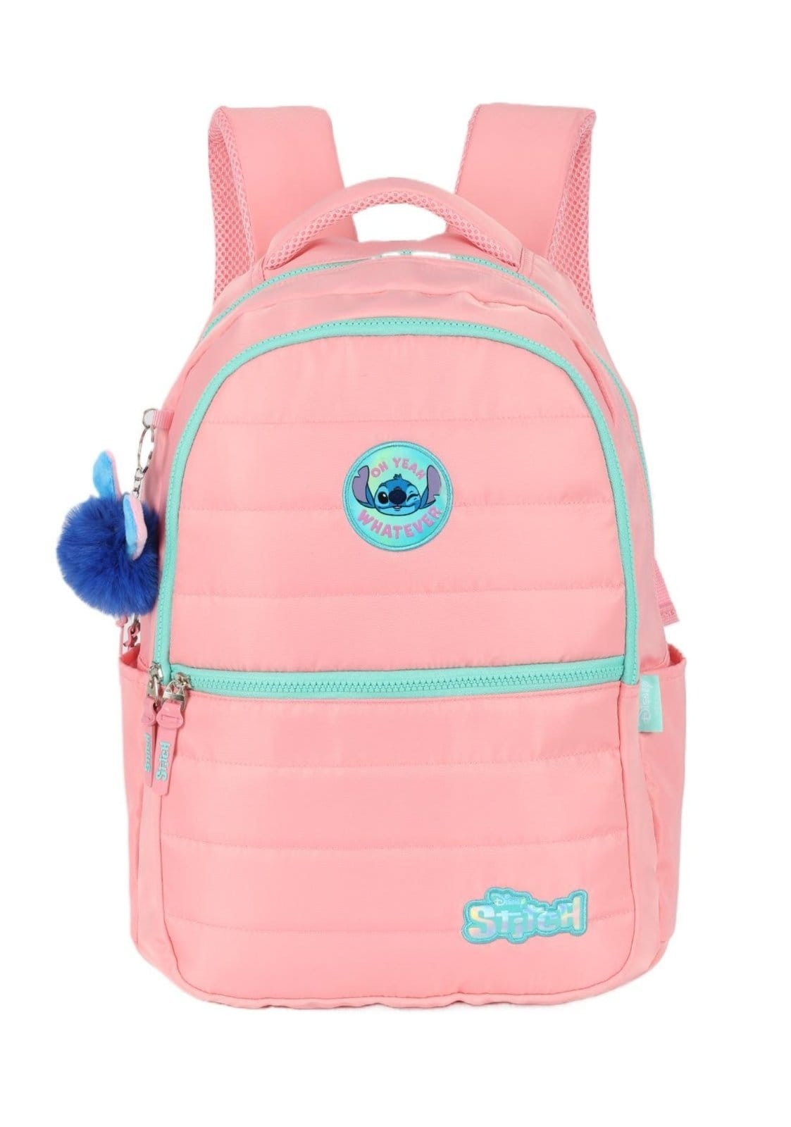 Vista principal Infantil - Mochila de Costas Média Juvenil Náilon Matelassê Notebook Stitch Disney Luxcel laranja