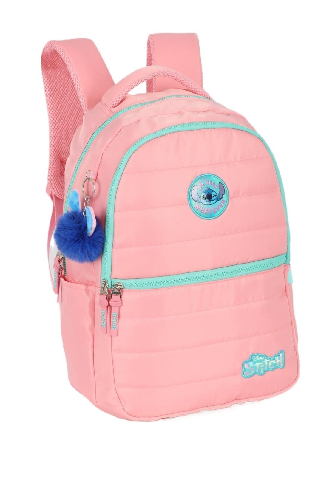 Vista 2 Infantil - Mochila de Costas Média Juvenil Náilon Matelassê Notebook Stitch Disney Luxcel laranja
