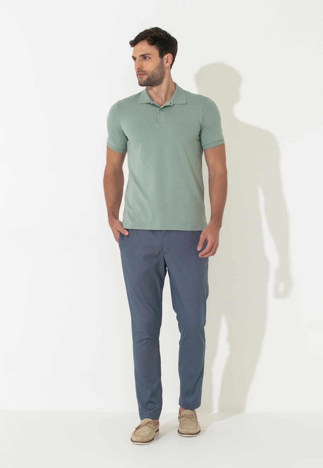 Vista 2 Polo Traymon Slim Menta Traymon verde