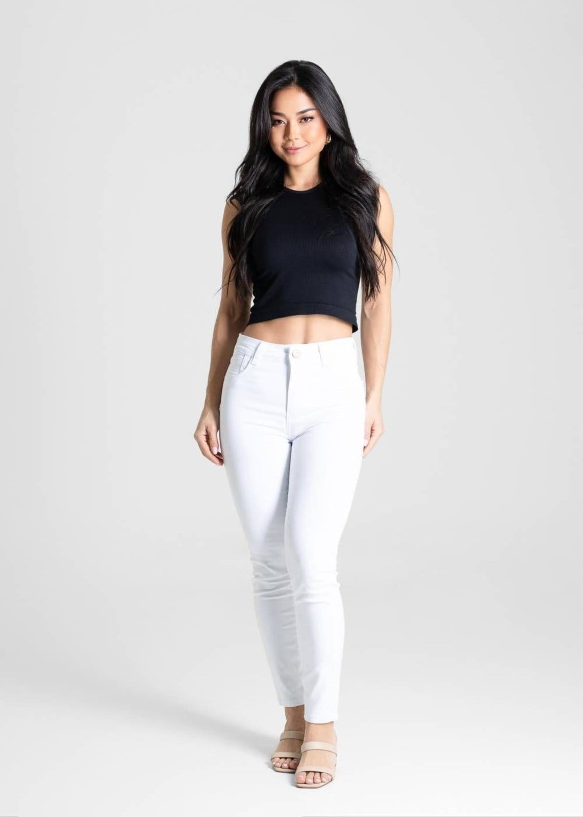 Vista 2 Calça Sarja Sawary Cigarrete - 280860 Sawary branco