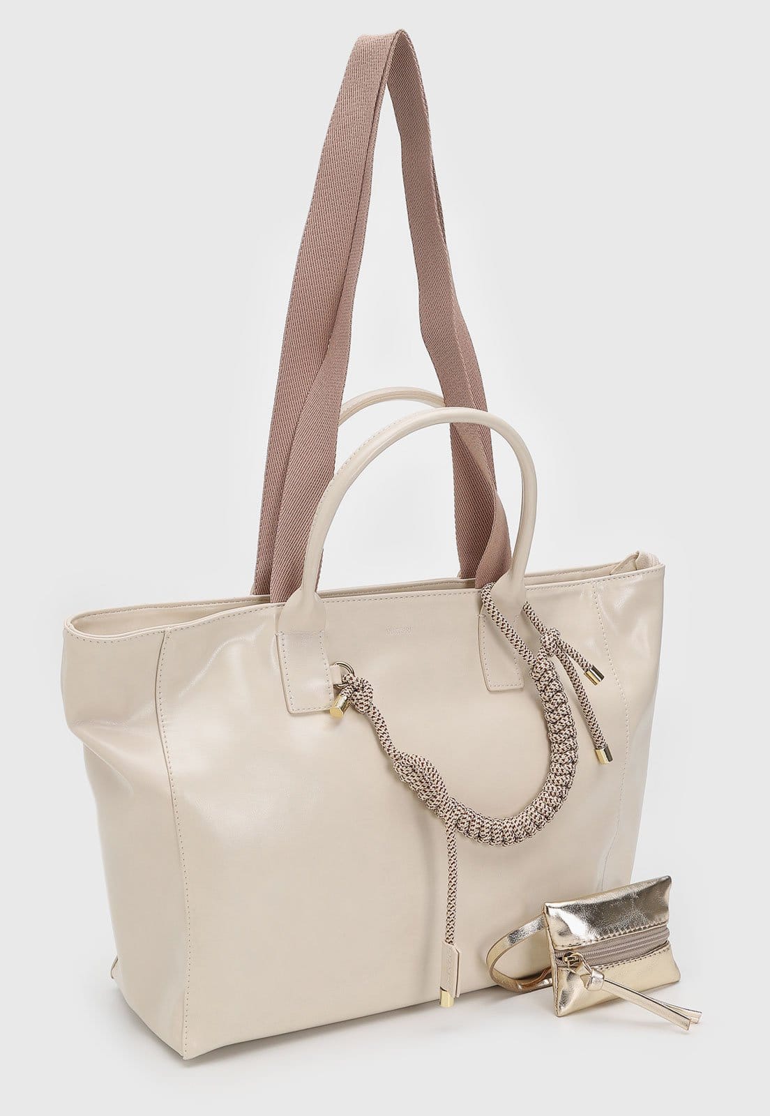 Vista 2 Bolsa Feminina Anacapri Grande Alça Dupla Anacapri bege