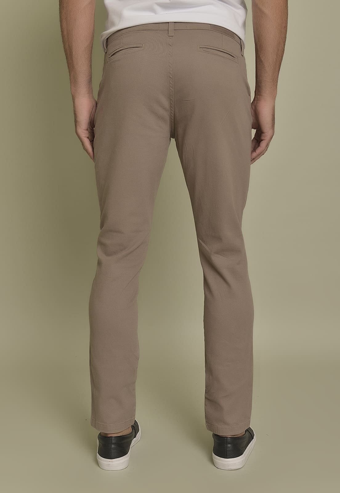 Vista 2 Calça Masculina Slim Fit Sport Fino em Sarja Caqui Lemier Collection LEMIER cáqui caqui