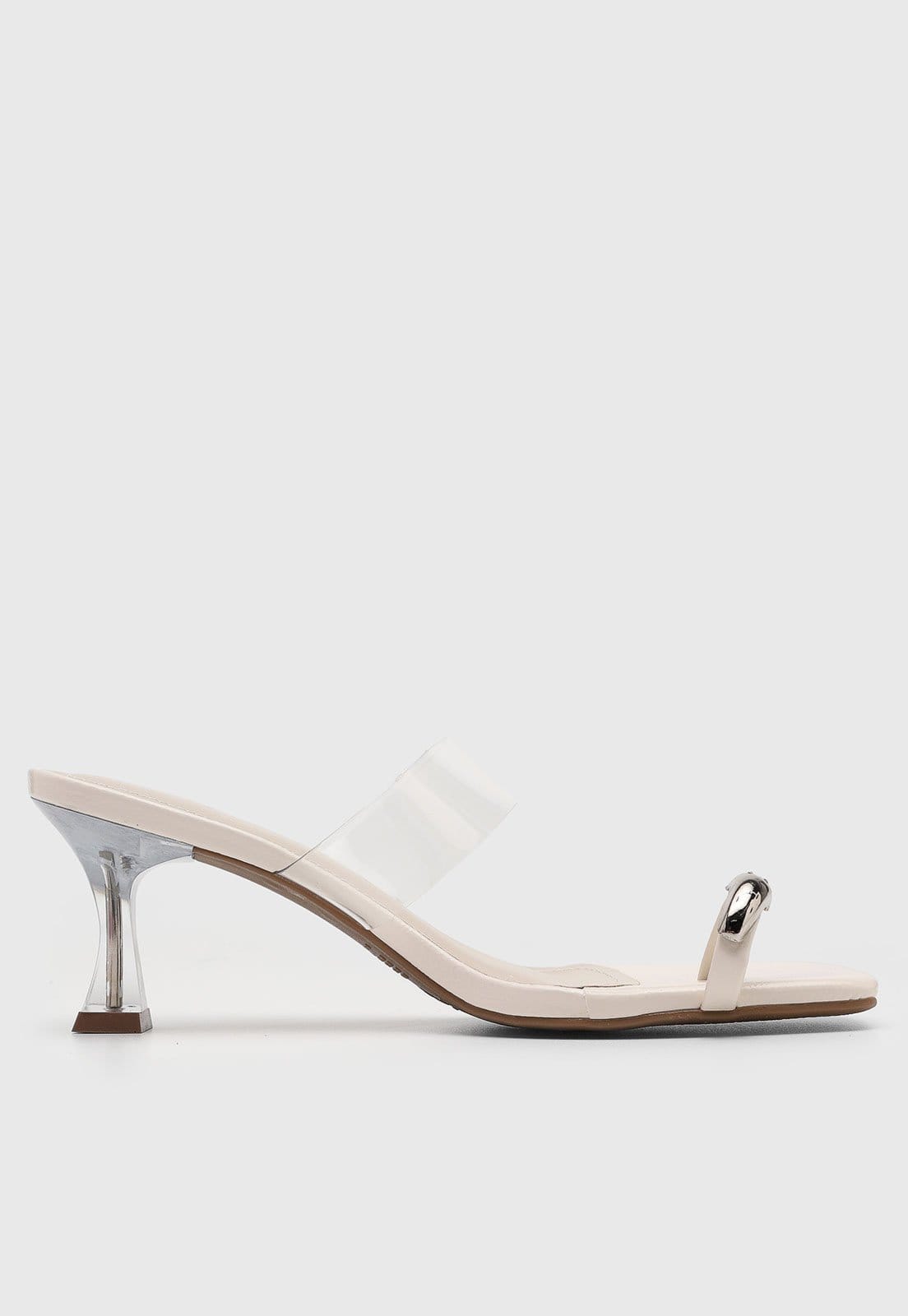 Vista 2 Sandália Feminina Via Marte Tiras Transparentes Salto Geométrico Off-White VIA MARTE off-white white