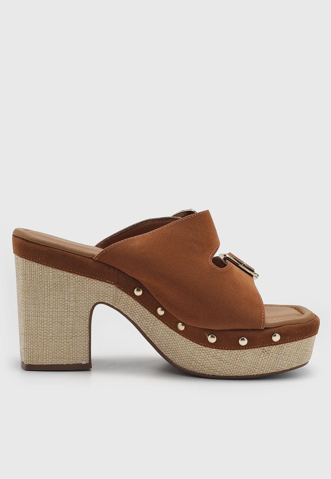 Vista 2 Sandália Feminina cê Duas Fivelas Salto Bloco Caramelo BEBECÊ marrom