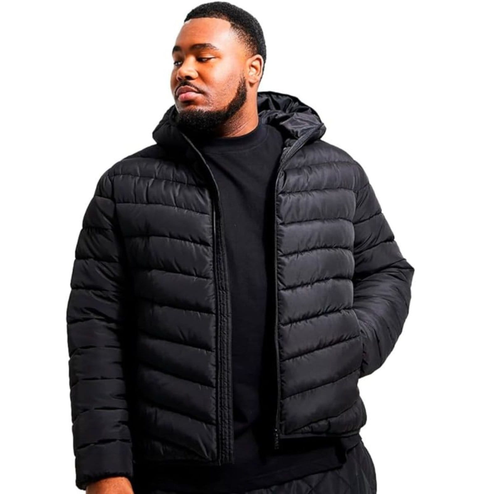 Vista 2 Jaqueta Vih Triny Masculina Puffer Plus Size Oversize Moda Plus Size Vih Triny preto