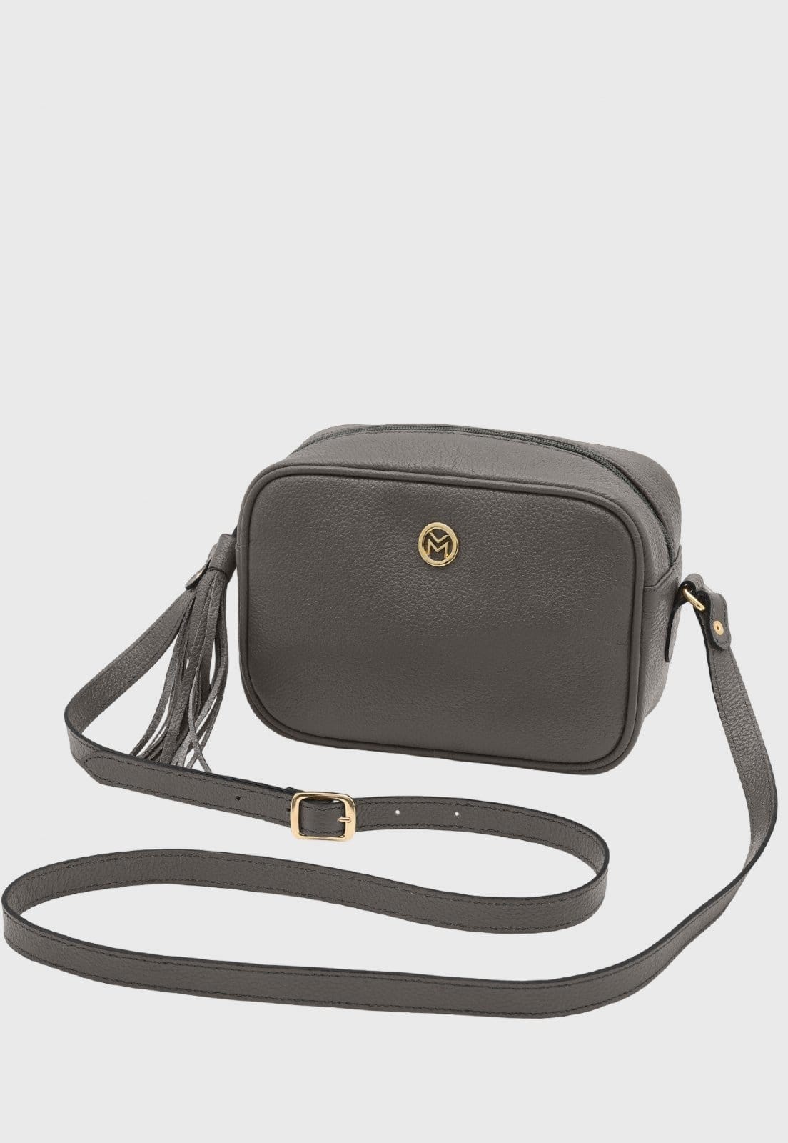 Bolsa Transversal de Couro Mariart Titânio