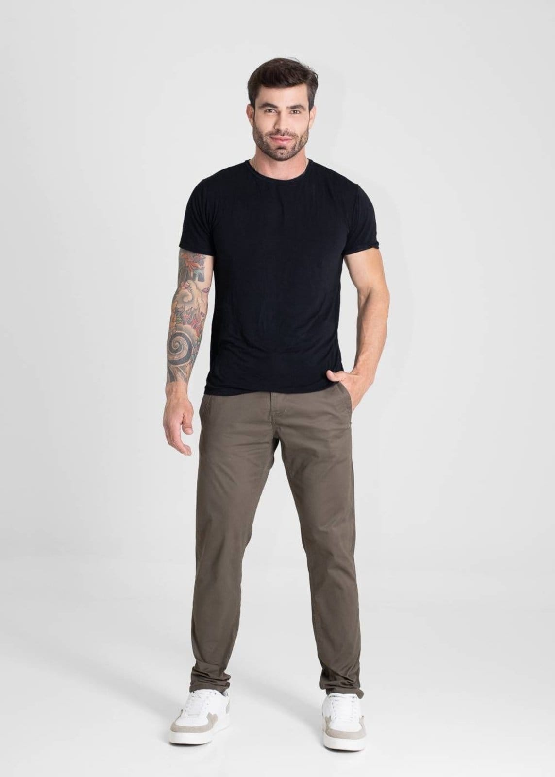 Vista 2 Calça Sarja Sawary Slim - 280556 Sawary verde