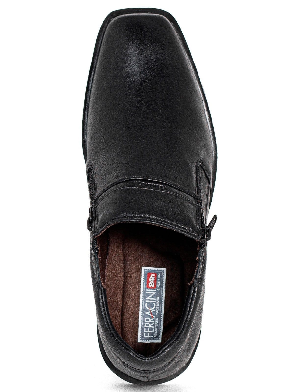 Vista 2 Sapato Masculino Ferracini 24h Social Clássico Urban Way Couro Zíper Preto All Black FERRACINI preto black