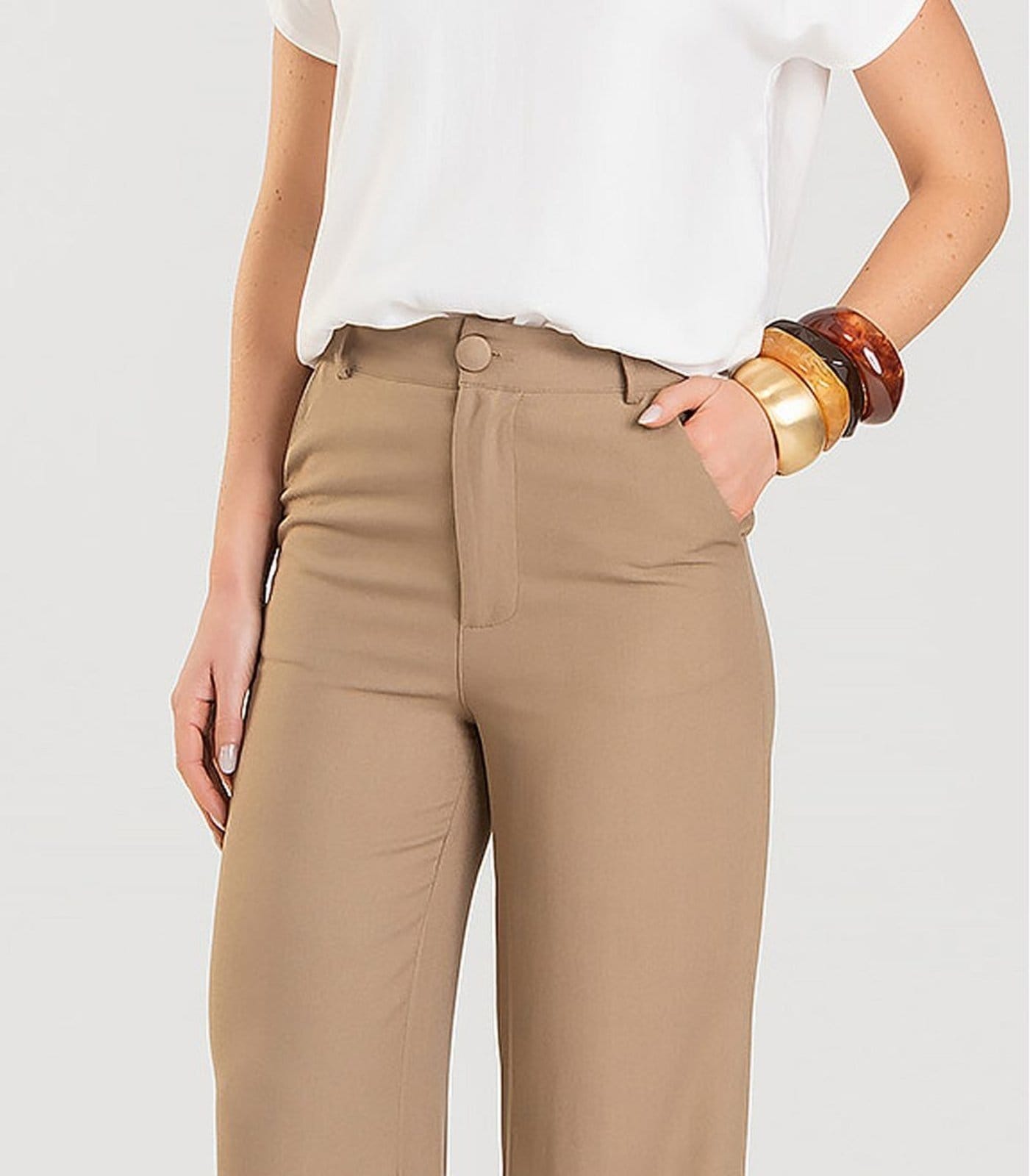 Vista 2 Calça Wide Leg Feminina Dianna Dianna marrom