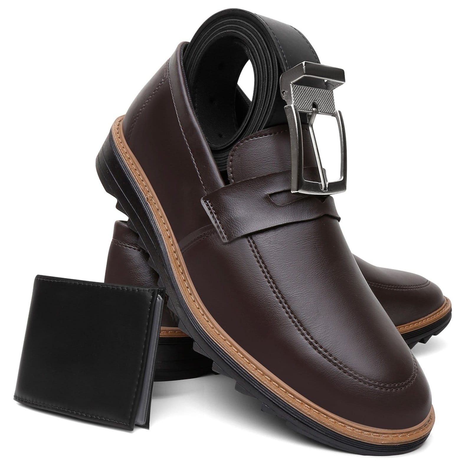 Kit Sapato Casual Masculino A. Andrade Mocassim Oxford Derby Tendência Carteira e Cinto