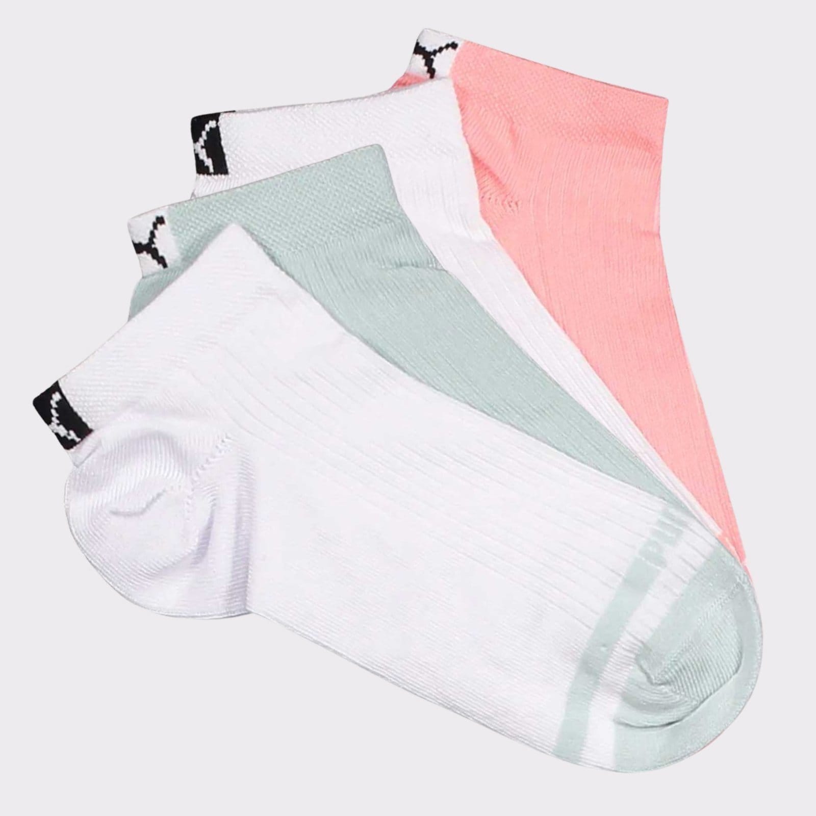 Vista 2 Kit Meia Puma Sapatilha 4 Pares Feminina Branca e e Verde Puma rosa