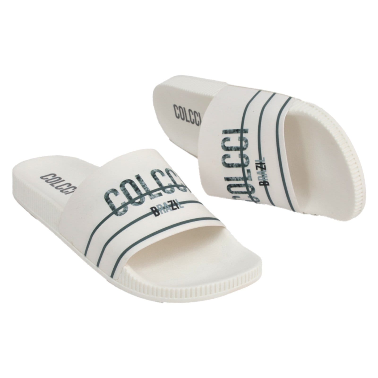 Vista 2 Slide Masculino Alisson Colcci Techfit Tira Larga Maxi Logo Branco Colcci preto