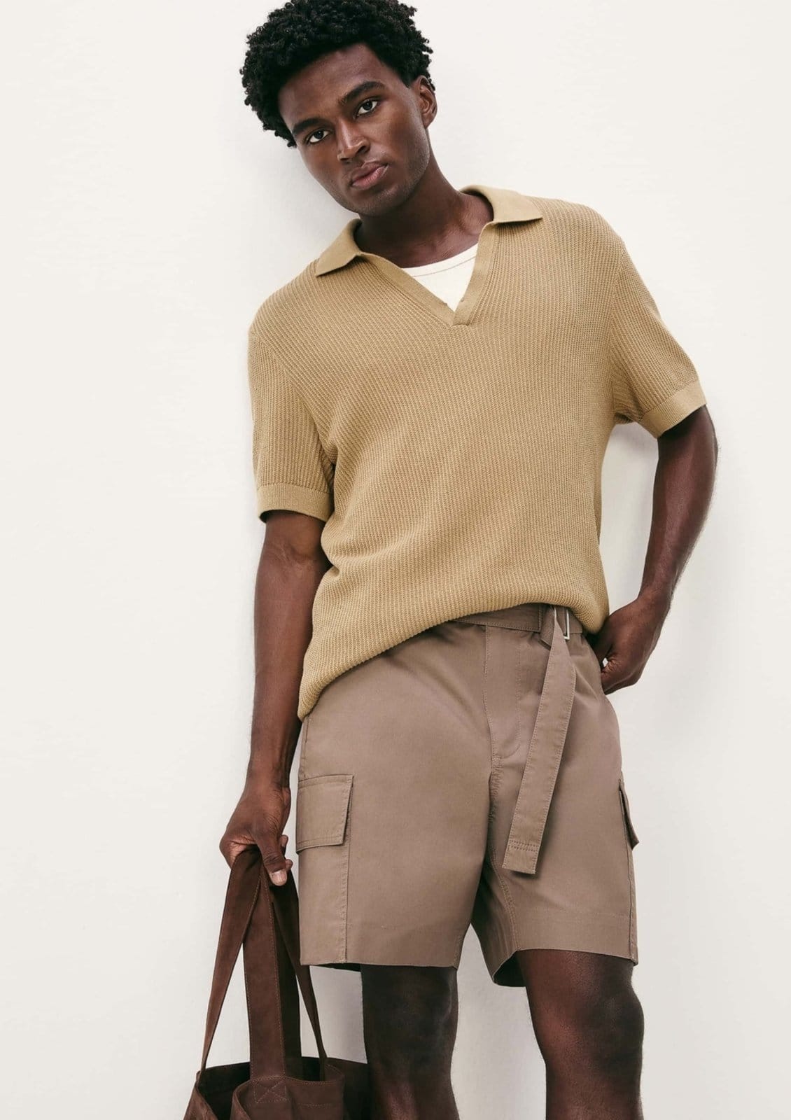 Camisa Polo Masculina Decote V Em Tricô