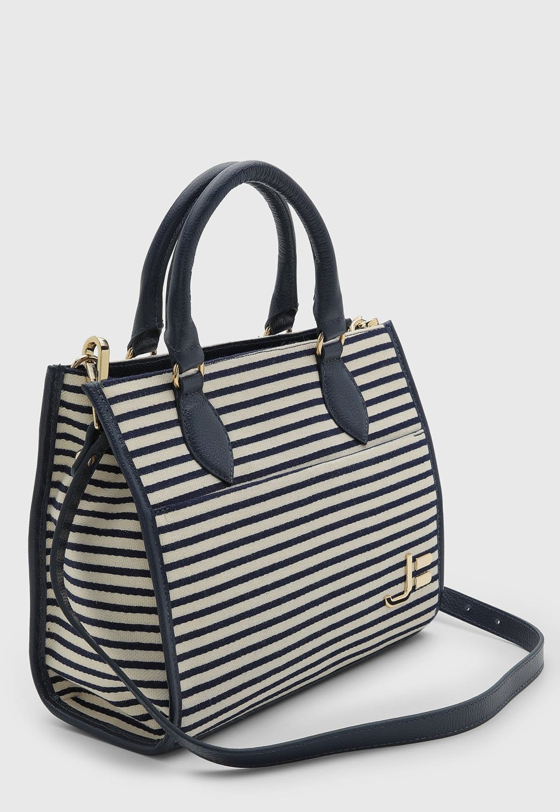 Vista 2 Bolsa Feminina Jorge Bischoff Listrada Off-White Jorge Bischoff azul marinho