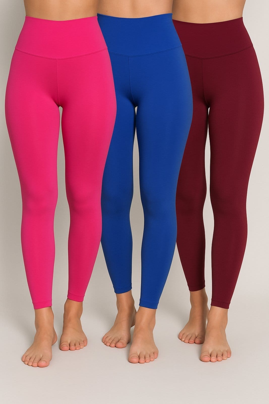Vista principal Kit Com 3 Calça Leggings Lisa D Bell Outlet Fashion Cós Alto Pink/Azul/Vinho D BELL OUTLET FASHION preto pink