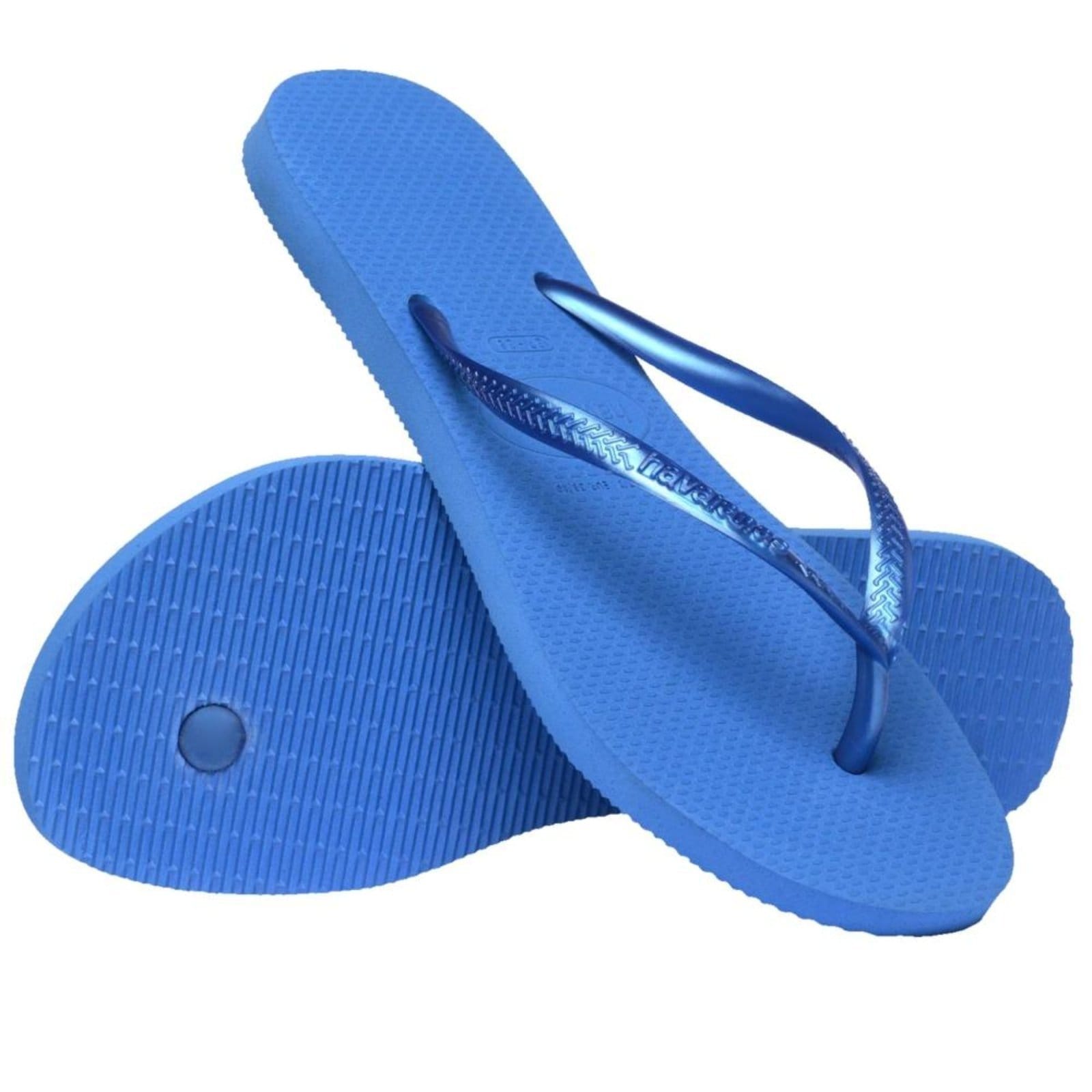 Vista 2 Chinelo Feminino Havaianas Slim Brilhante Havaianas azul
