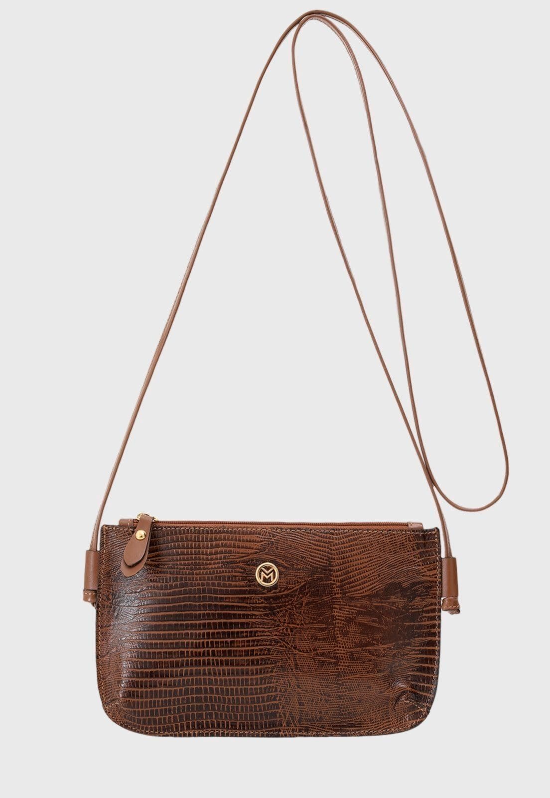 Vista 2 Bolsa Transversal Couro Mariart Lezard 201L Havana Mariart caramelo