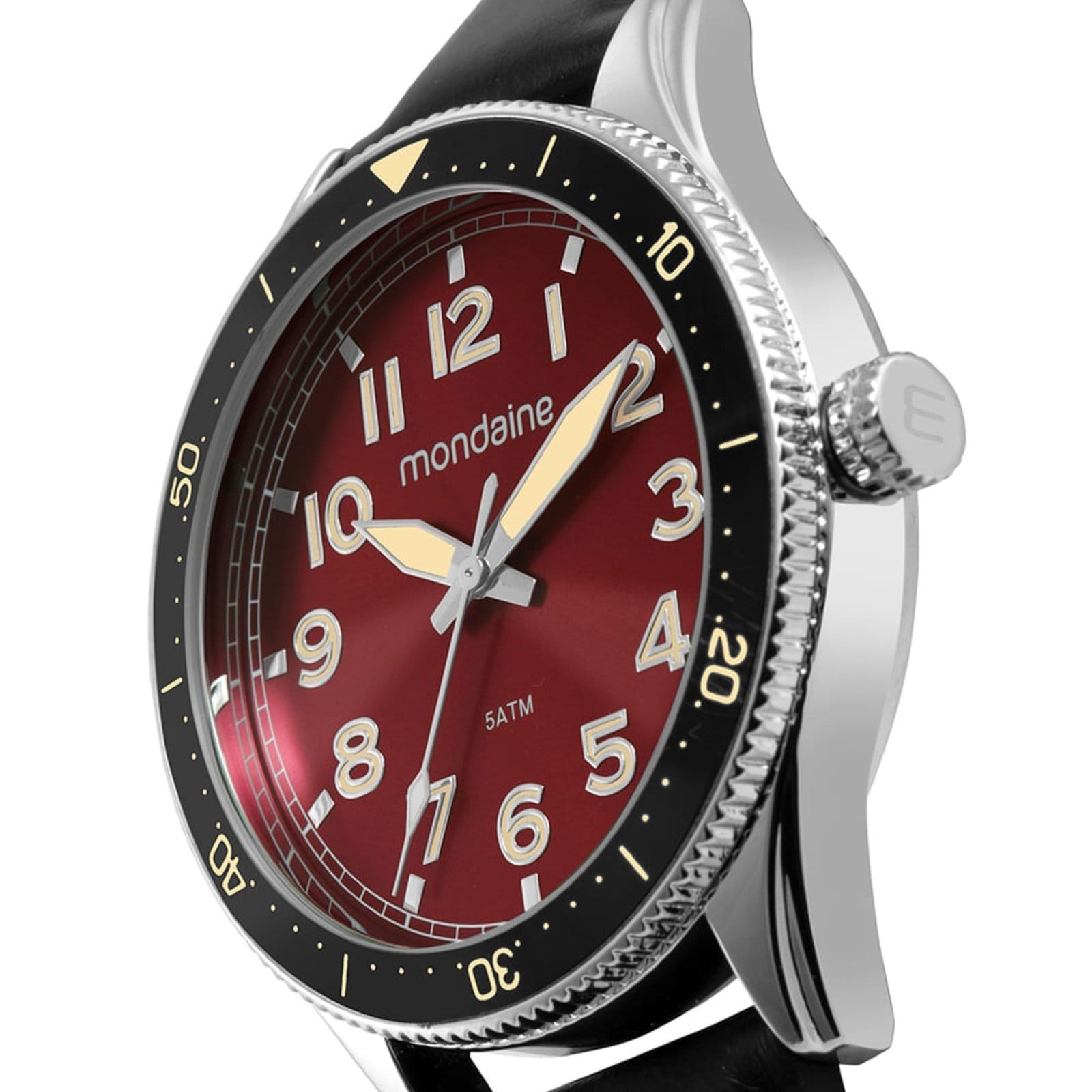 Vista 2 Relógio Masculino Social Couro Prata Mondaine preto