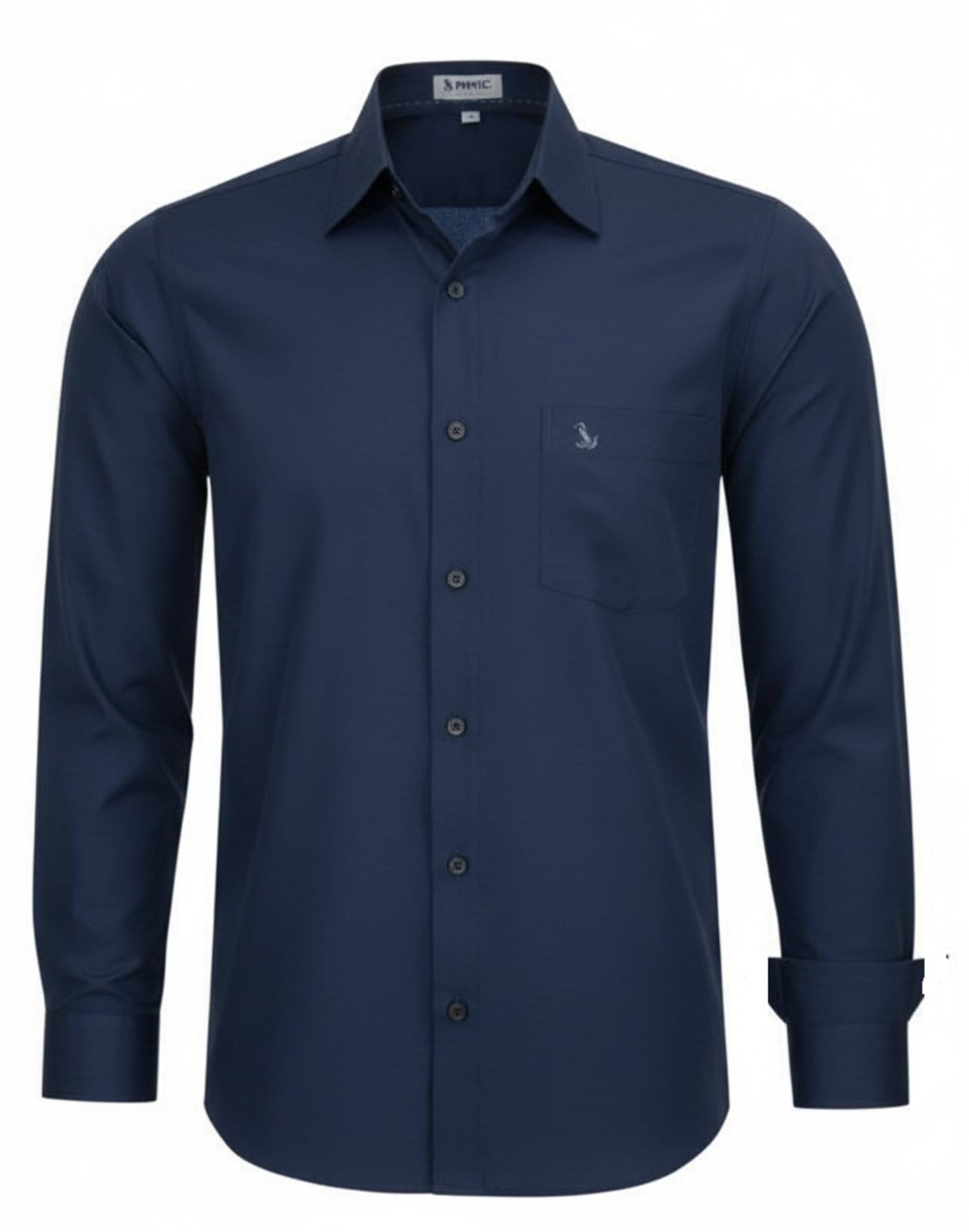 Camisa Social Amil Bros Comfort Algodão/Poliéster Com bolso Macia e Fácil de Passar Marinho - 2