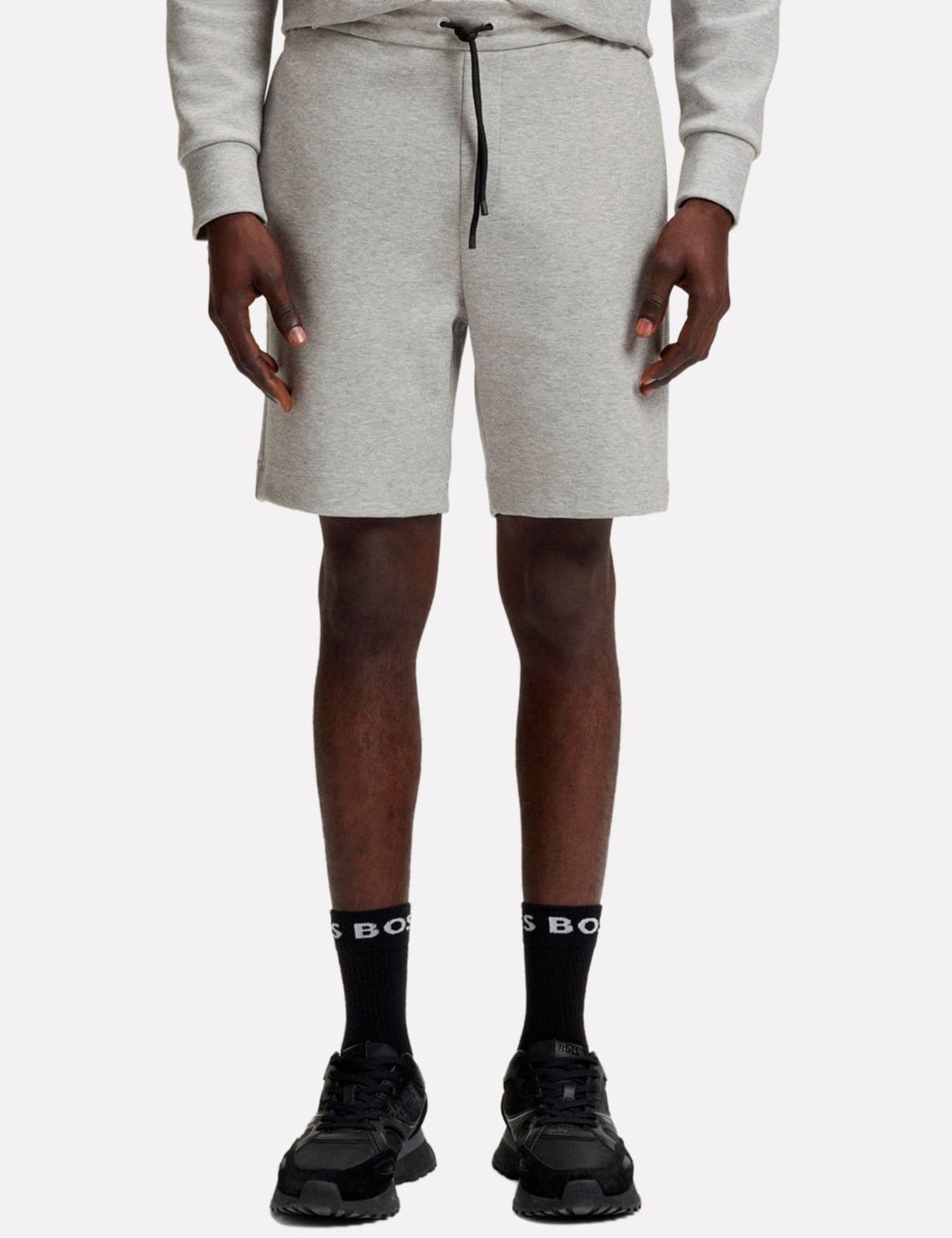 Vista principal Bermuda Hugo Boss Masculina Regular Moletom Zone Mescla Hugo Boss cinza