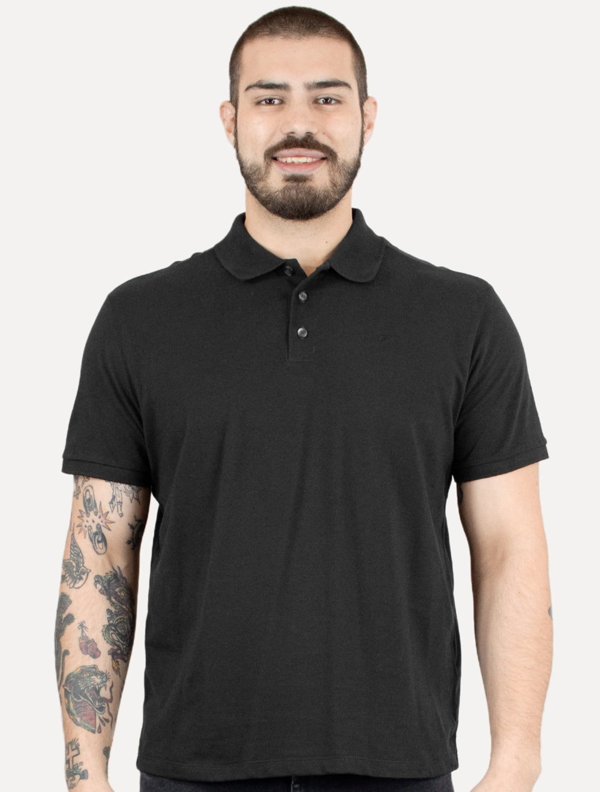 Vista principal Polo Ellus Masculina Piquet Classic Easa Chumbo Ellus cinza