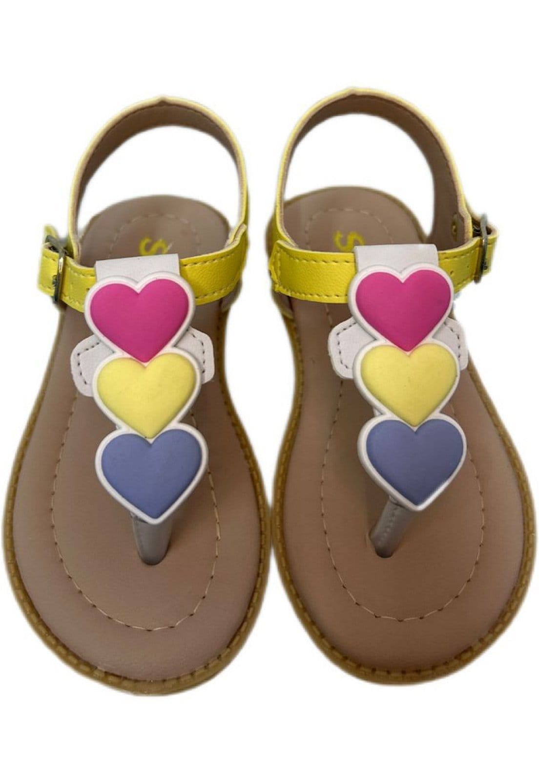 Vista 2 Infantil - Sandalia Solzim de Dedinho tres coraçoes SOLZIM CALÇADOS amarelo/branco