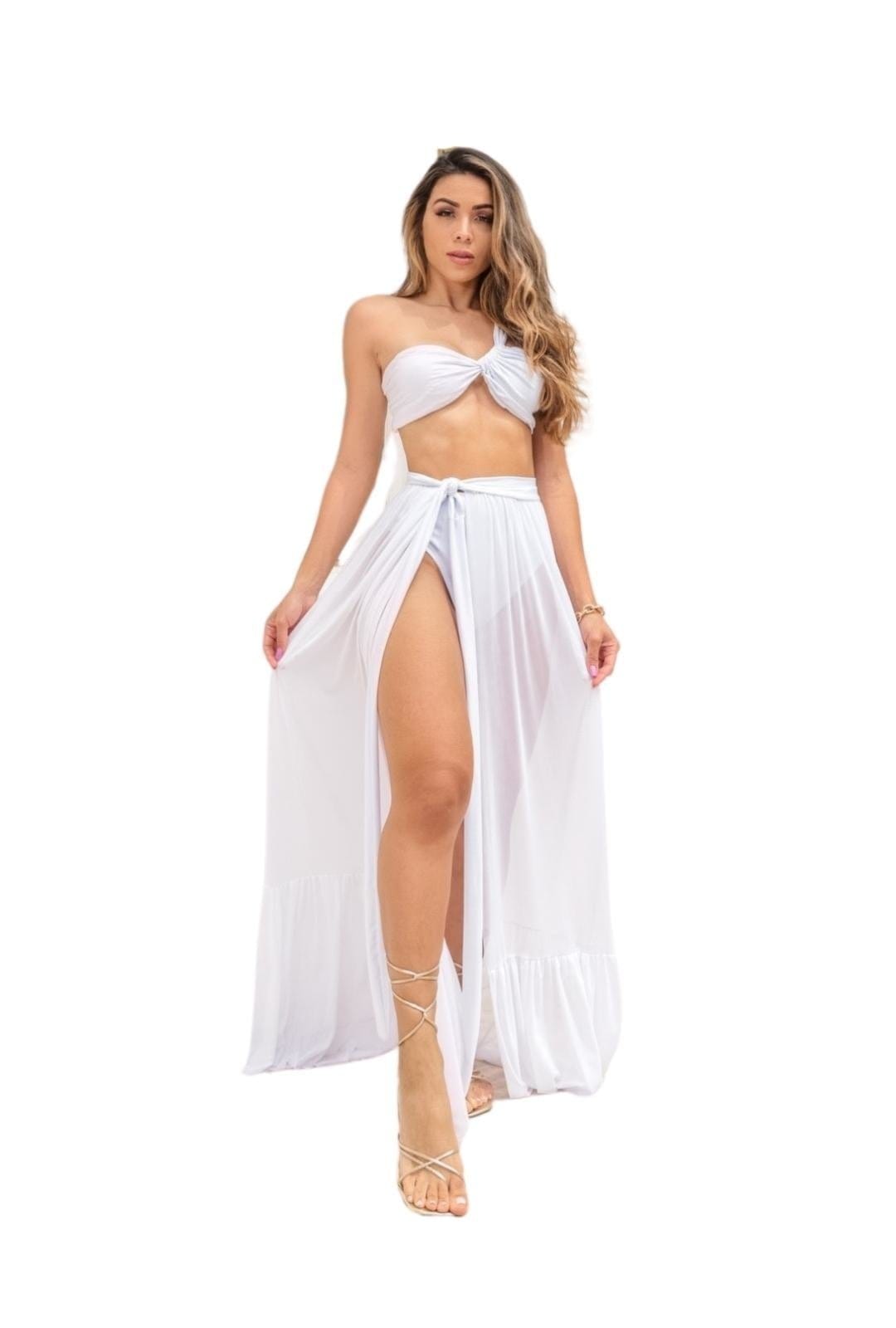 Vista principal Conjunto Tulum Hot Panties e Saia Ano Novo Cia do Vestido branco