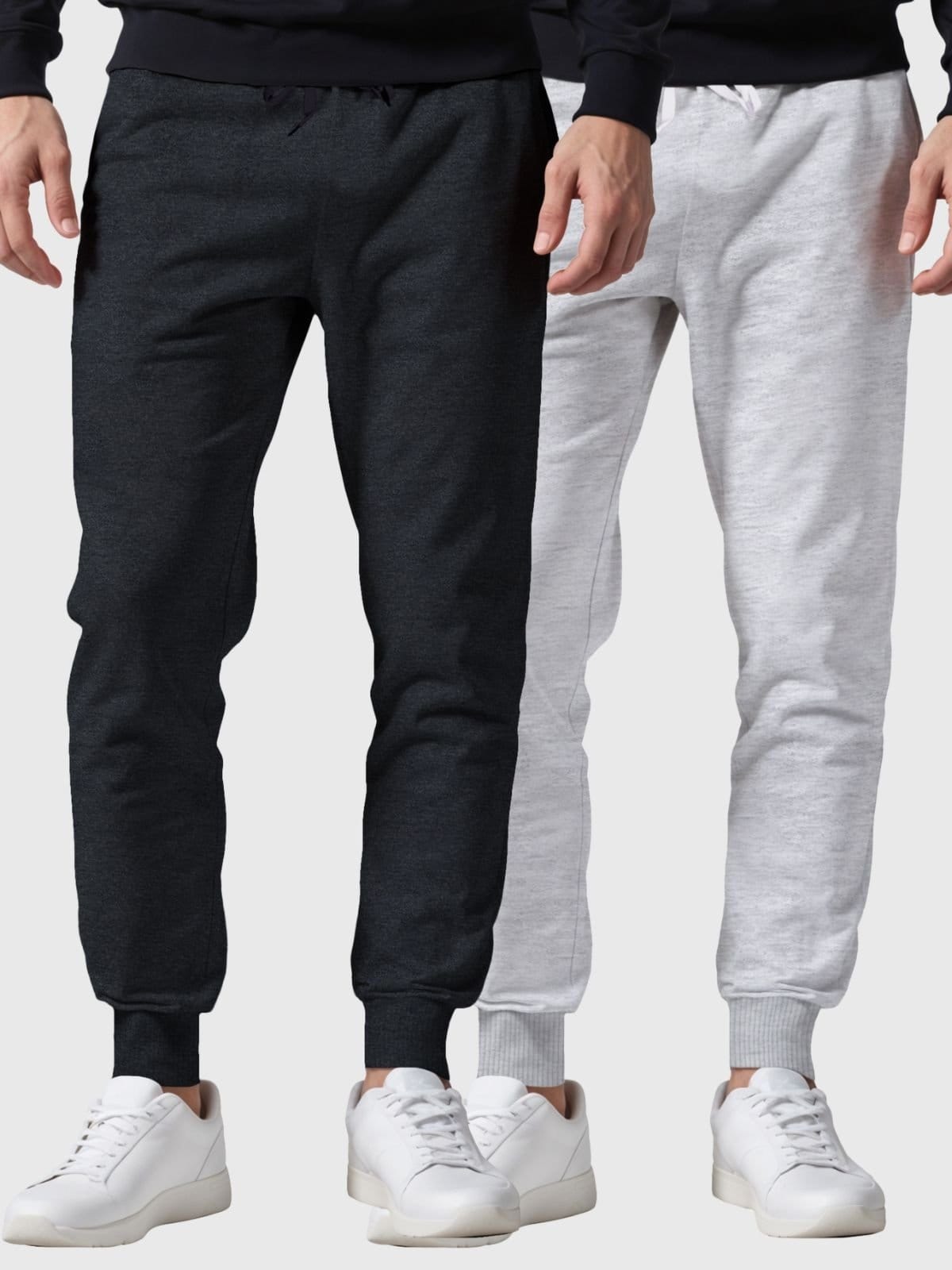 Vista principal Kit 2 Calças Moletom Chumbo e Masculina Slim Interior Flanelado Super Conforto Benellys cinza