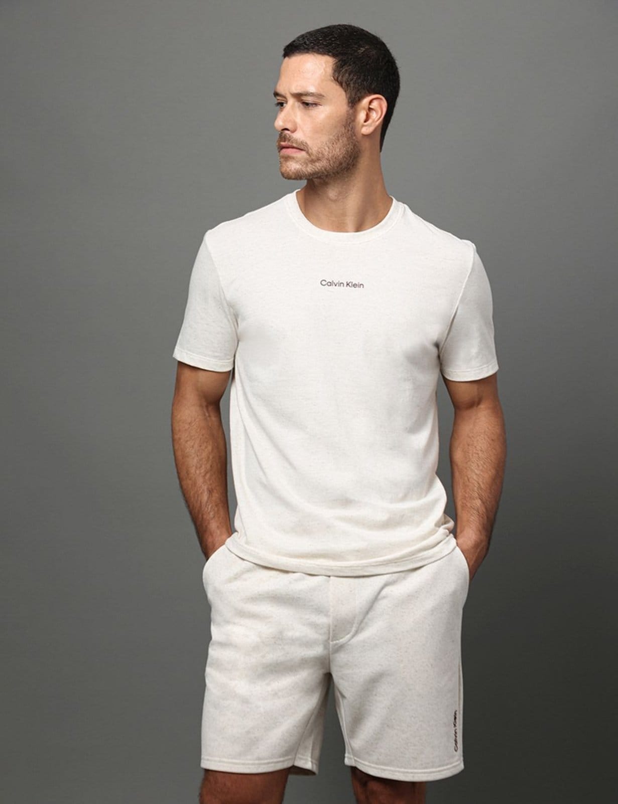 Vista 2 Bermuda Masculina Linen Lounge Calvin Klein Underwear - Off White Calvin Klein Jeans off-white white