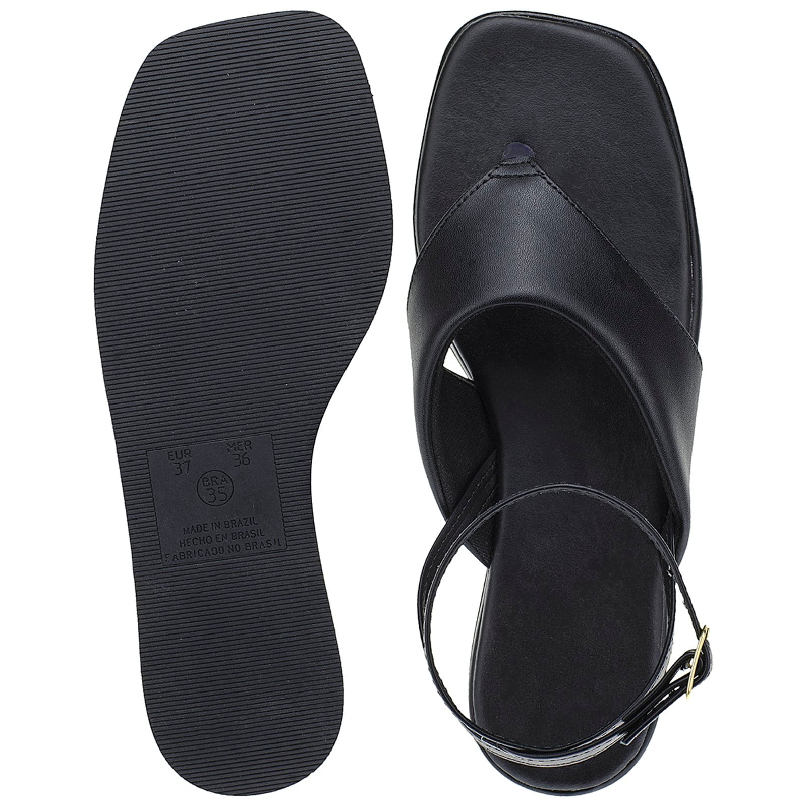 Vista 2 Sandalia Rasteira Maduda Feminina Flat Confortavel tamanco Sandalia Moderna Moda Plataforma CIA DOS PASSOS preto