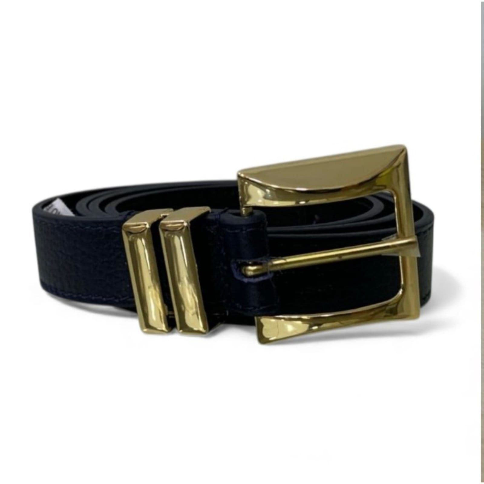 Cinto Feminino em Couro Fivela Quadrada Dourada 028