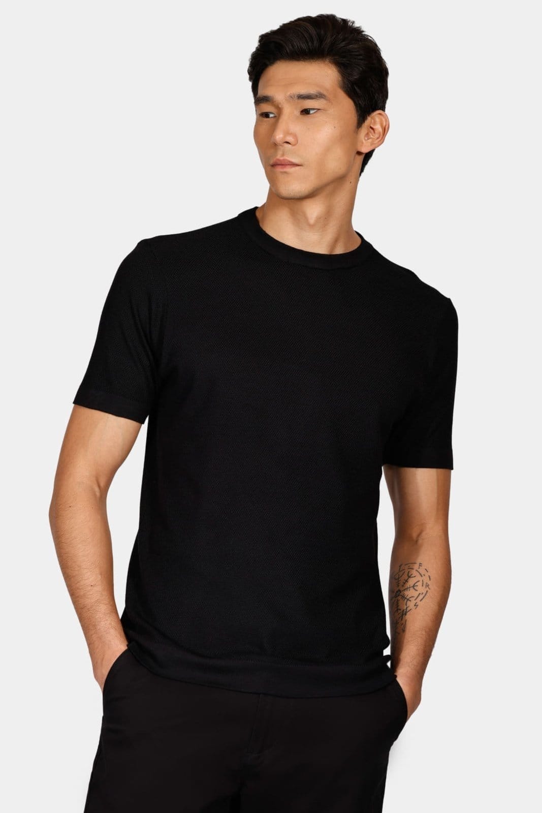 Vista principal Tricot Aramis Manga Curta Ponto Pipoca Preto Aramis incolor