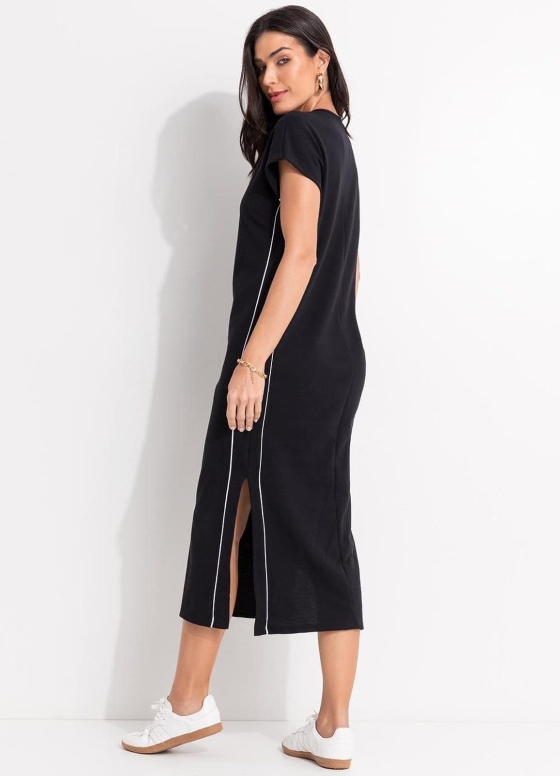 Vista 2 Vestido Em Moletom Quintess preto