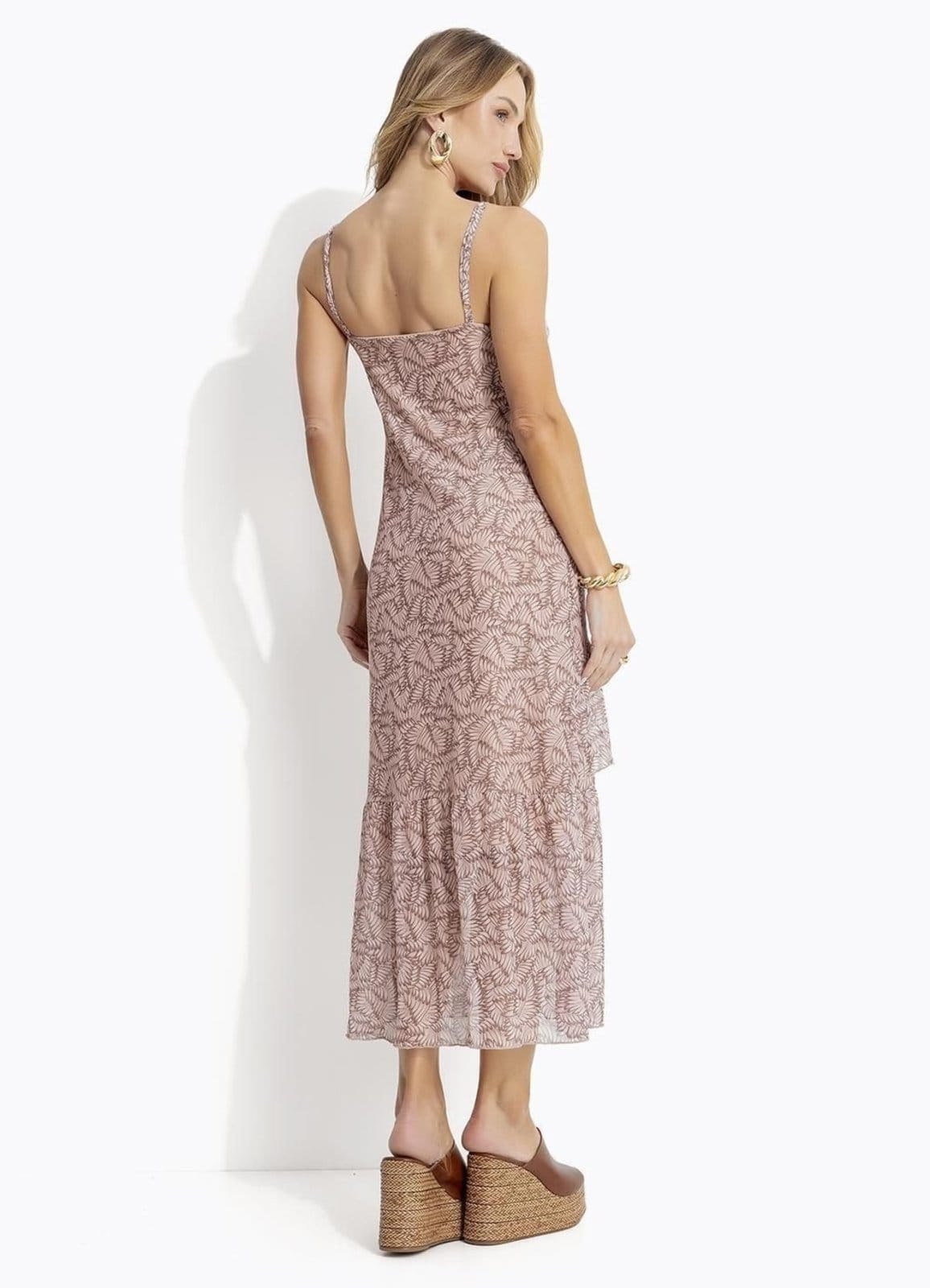 Vista 2 Vestido Em Tule Folhagem Quintess marrom