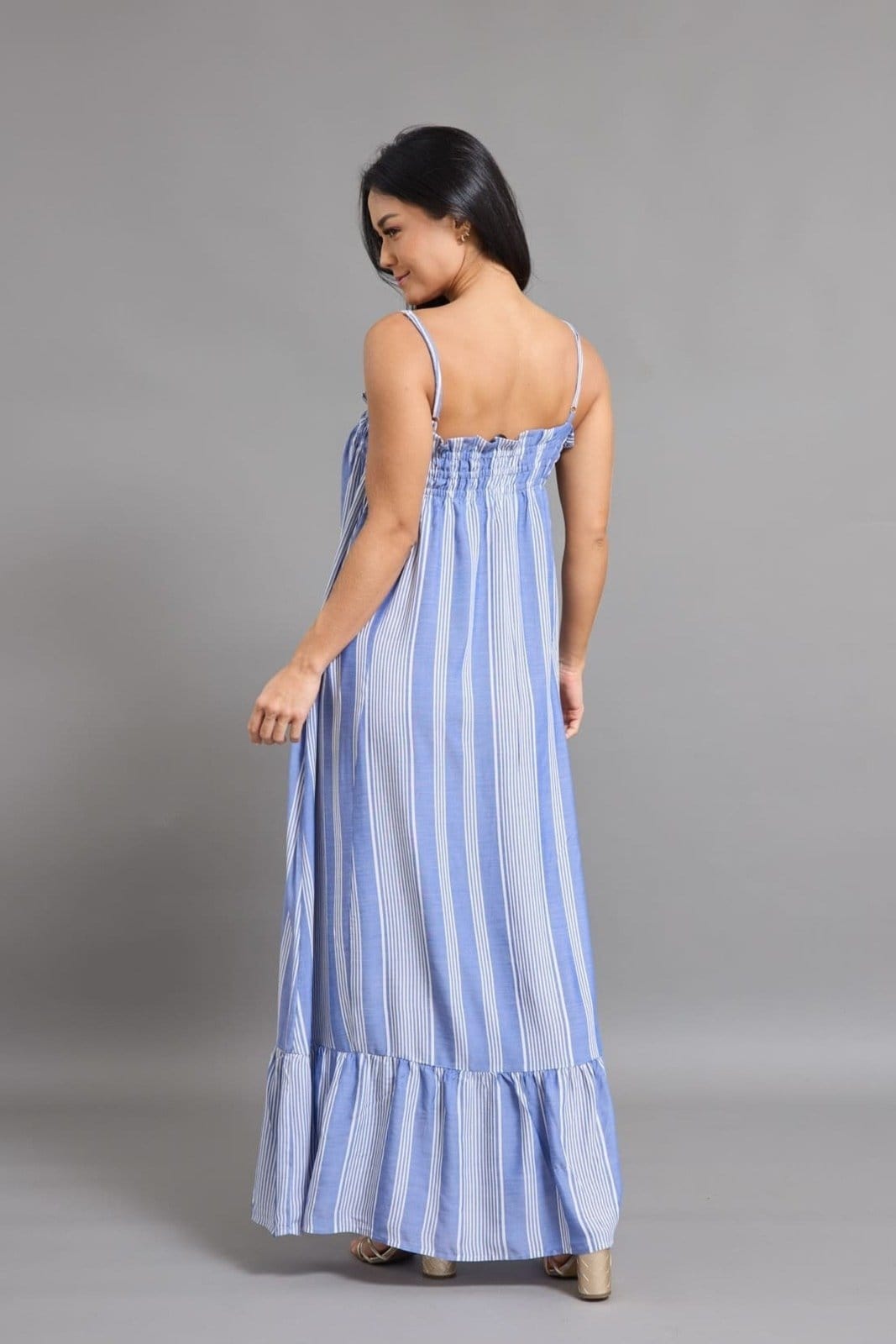 Vista 2 Vestido Em Viscose Feminino Com Alça Lemier Collection LEMIER azul