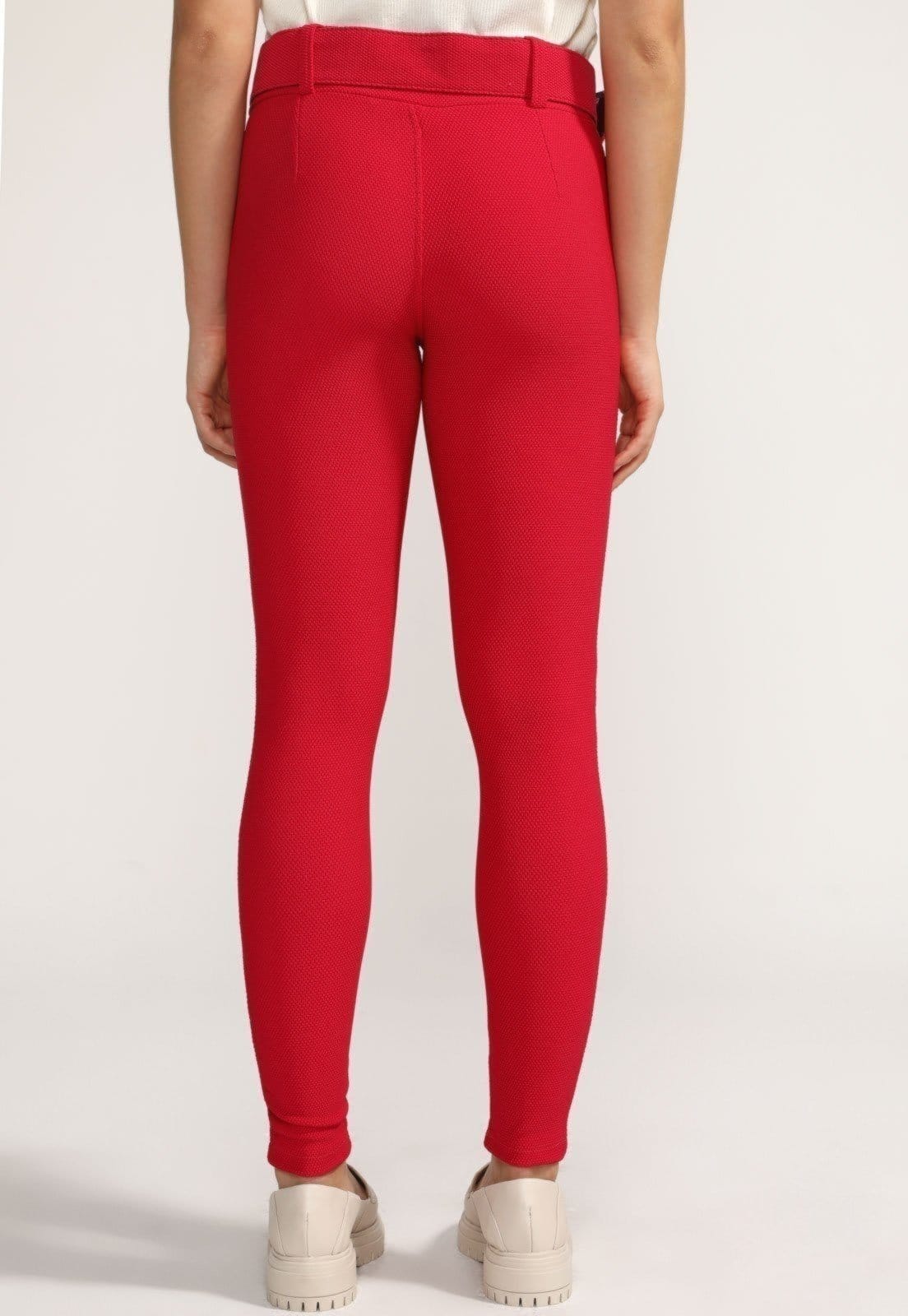 Vista 2 Calça Alfaiataria D Bell Outlet Fashion Com Cinto Vermelha D BELL OUTLET FASHION vermelho