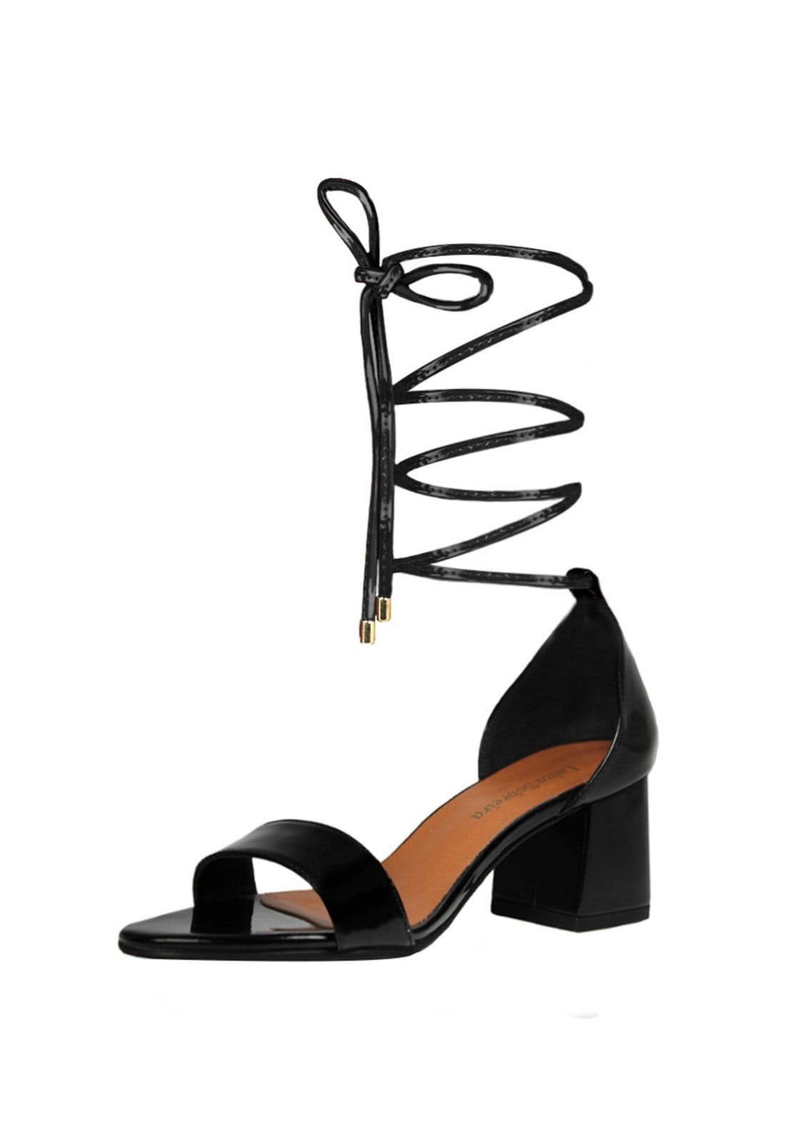 Vista 2 Sandália Salto Baixo Grosso Luiza Sobreira Verniz Mod. 2205-2 Luiza Sobreira preto