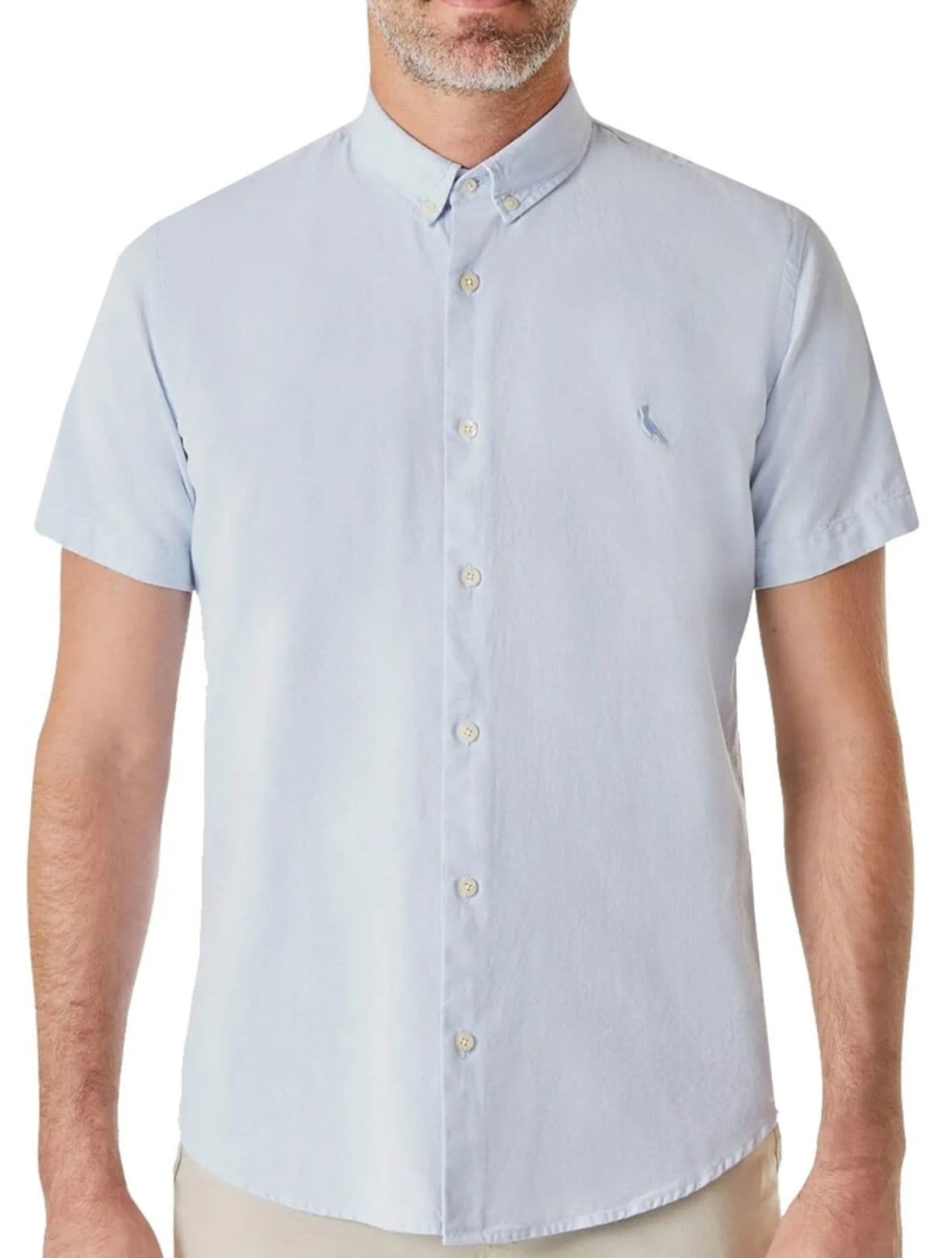 Vista principal Camisa Reserva Masculina Manga Curta Oxford Color Claro Reserva azul