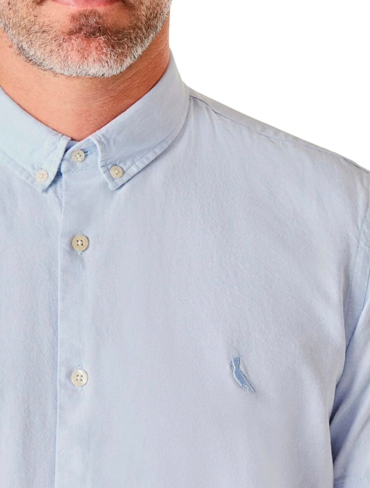Vista 2 Camisa Reserva Masculina Manga Curta Oxford Color Claro Reserva azul