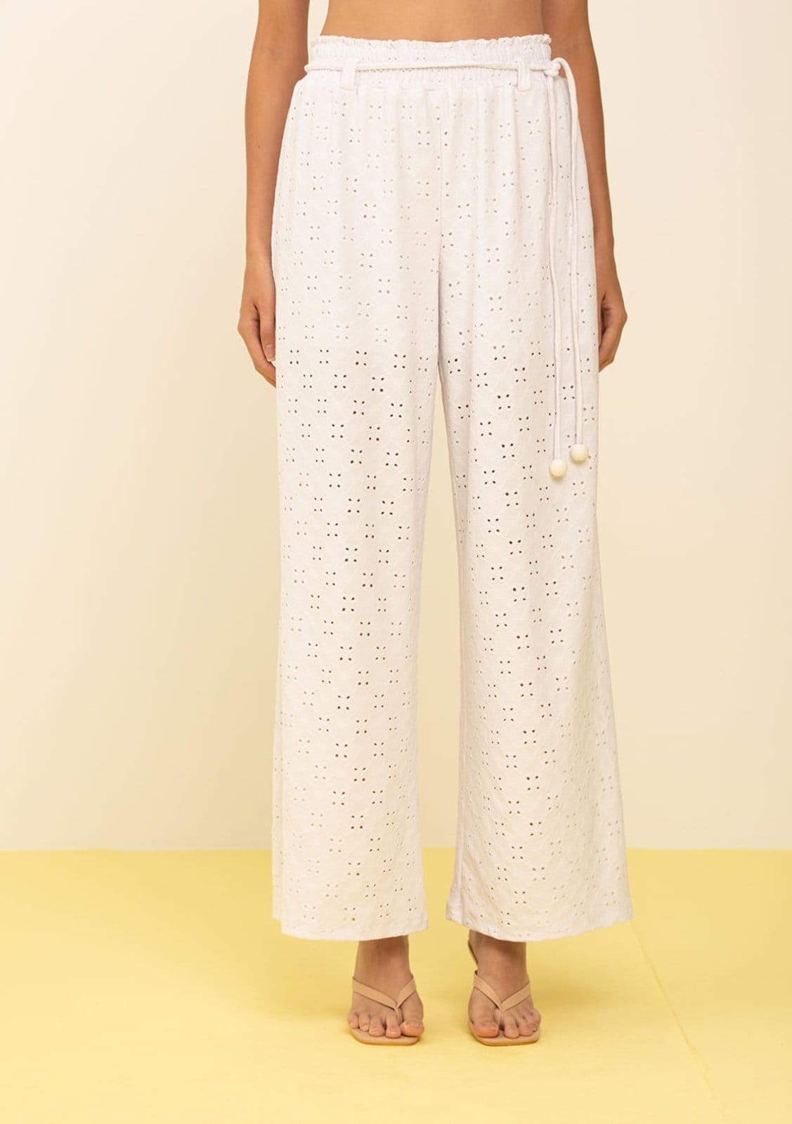 Vista 2 Calça Zinco Pantalona Alta Off-white Zinco off-white white