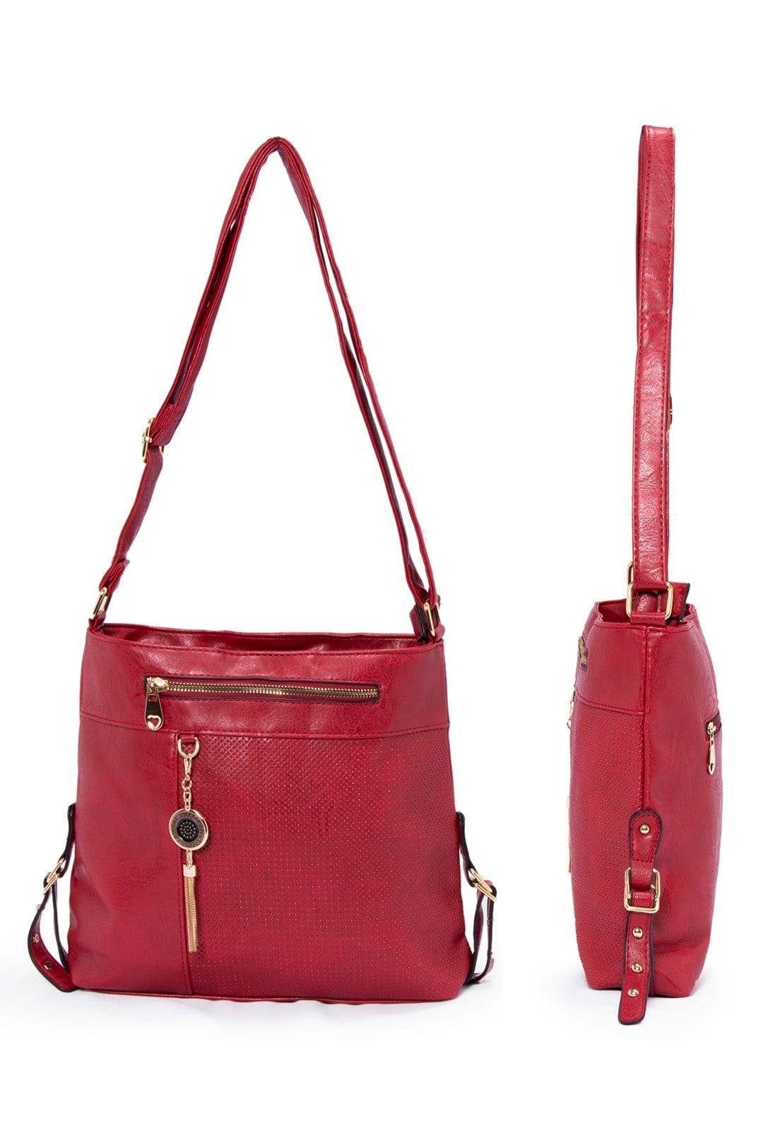 Vista 2 Bolsa Espaçosa Casual Transversal Antifurto Madami vermelho