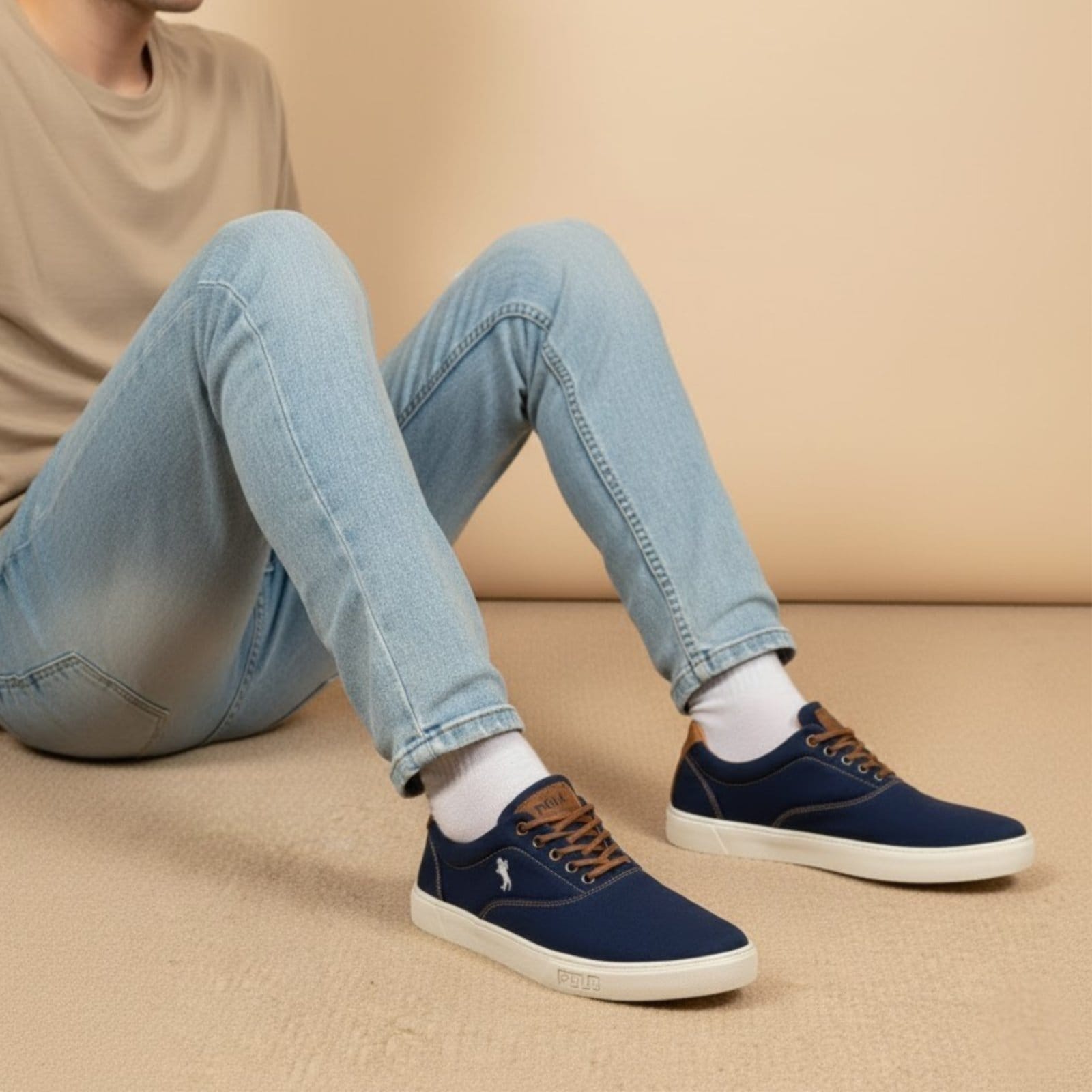 Vista 2 Tênis Masculino Sapatênis Polo White Casual Confortável Marinho Sapatofran azul marinho white