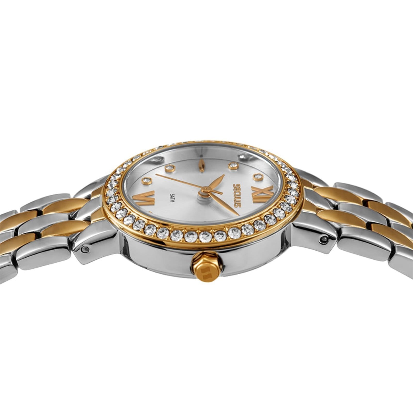 Vista 2 Relógio Feminino Seculus Aço Bicolor Catraca com Cristais Seculus prata